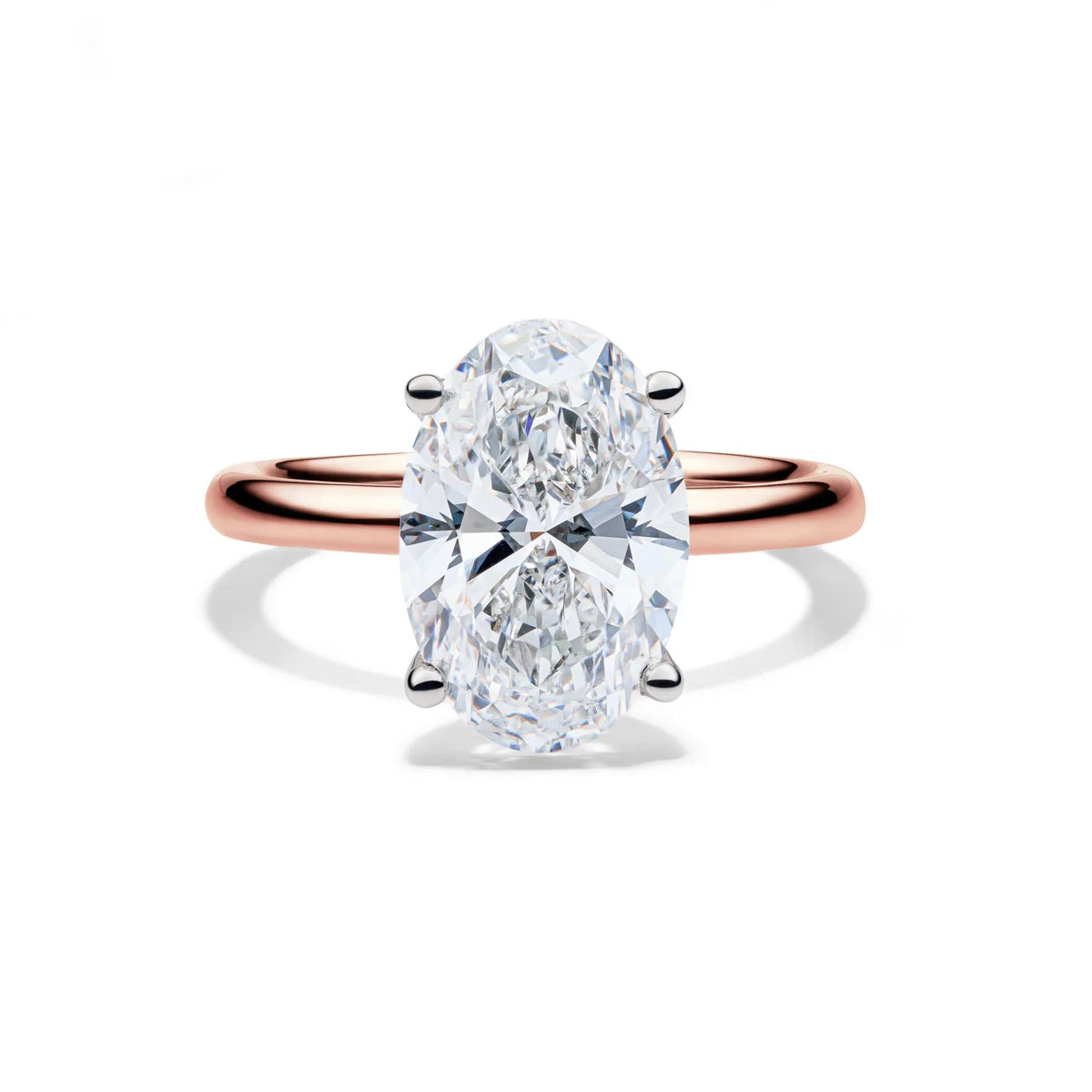 Lab Grown Diamond Oval Solitaire Engagement Ring 14K Rose Gold (4 CT.) Size 6 2mm