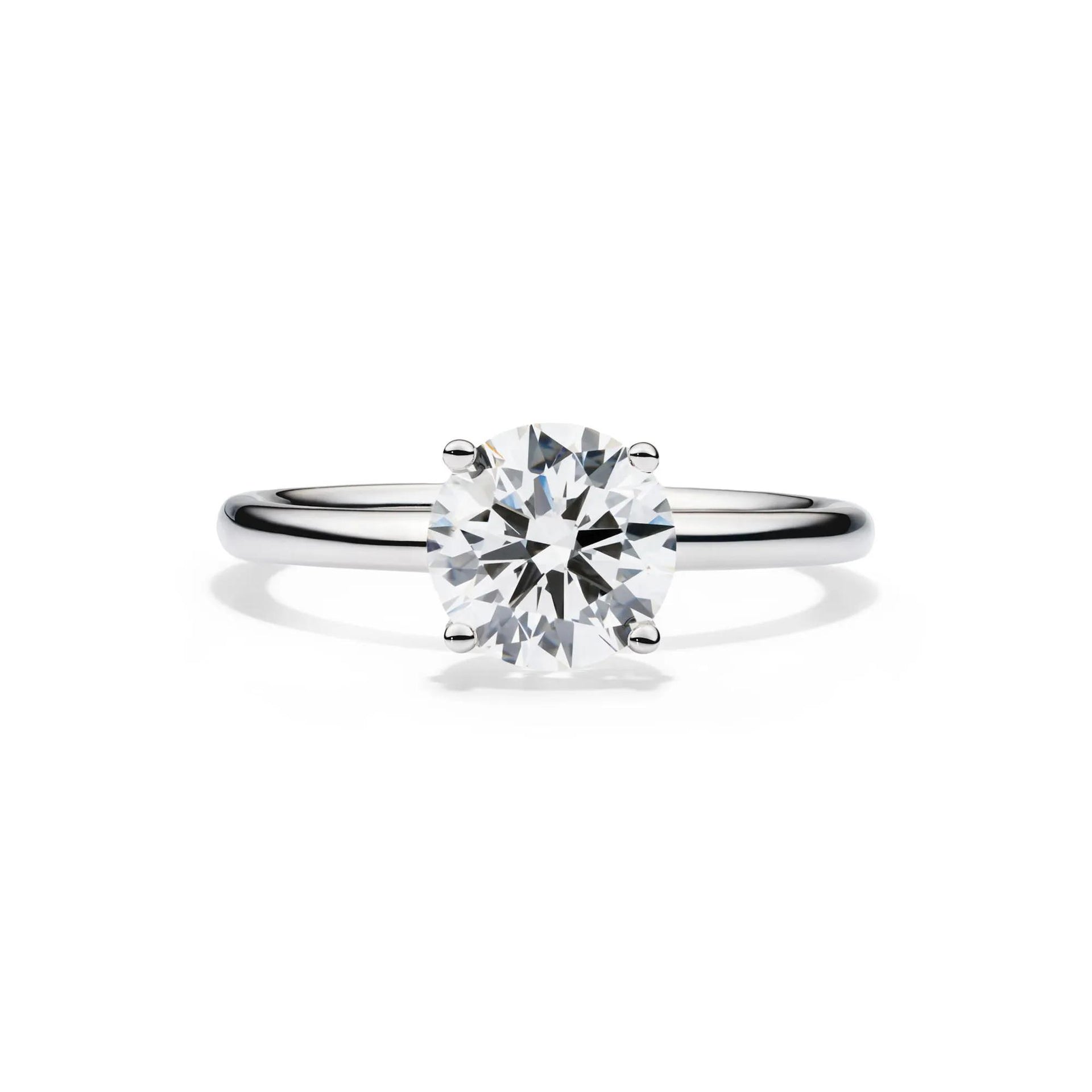 Lab Grown Diamond Solitaire Round Engagement Ring 14K White Gold (1 CT.) Round Brilliant Cut Size 11 2mm