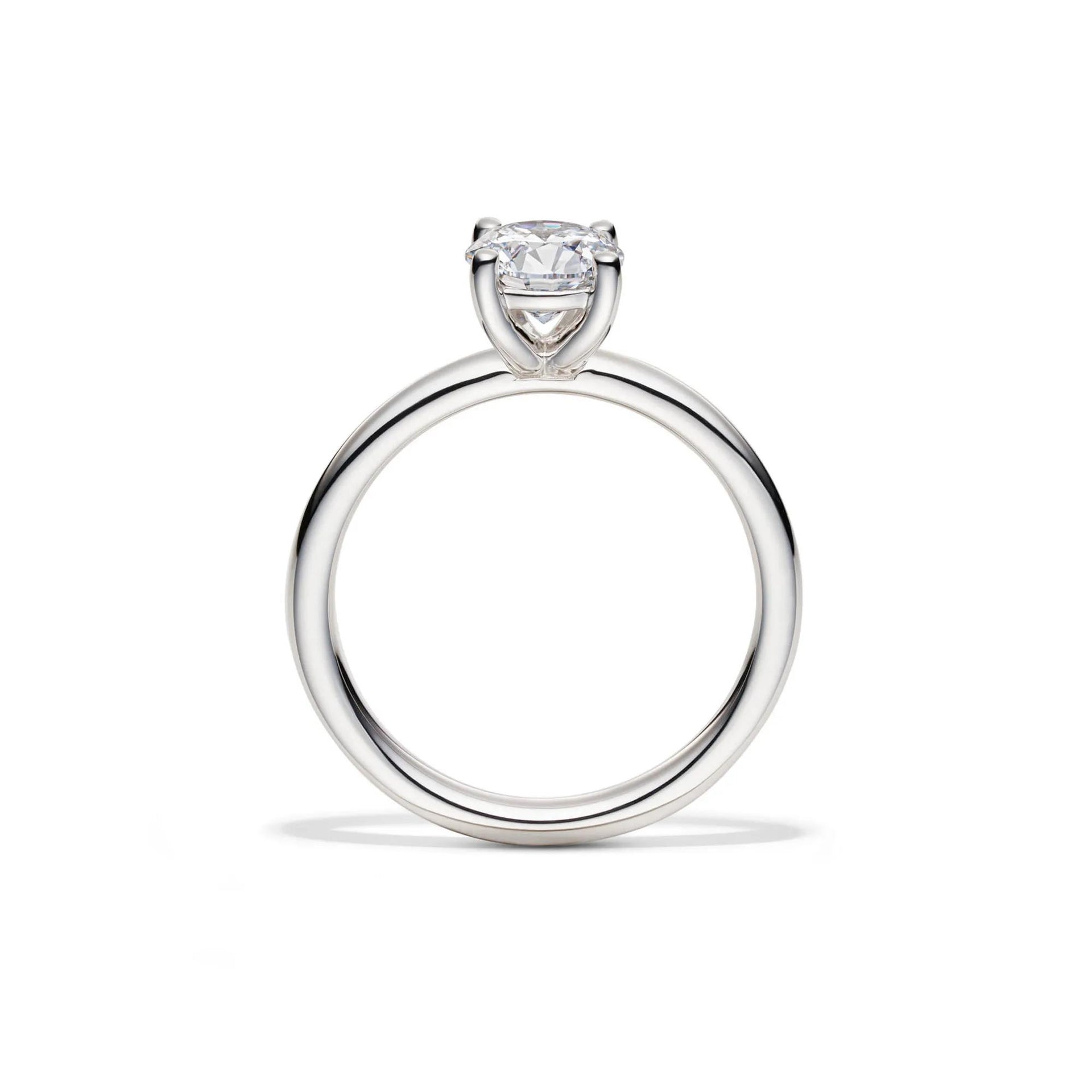 Lab Grown Diamond Solitaire Round Engagement Ring 14K White Gold (1 CT.) Round Brilliant Cut Size 11 2mm