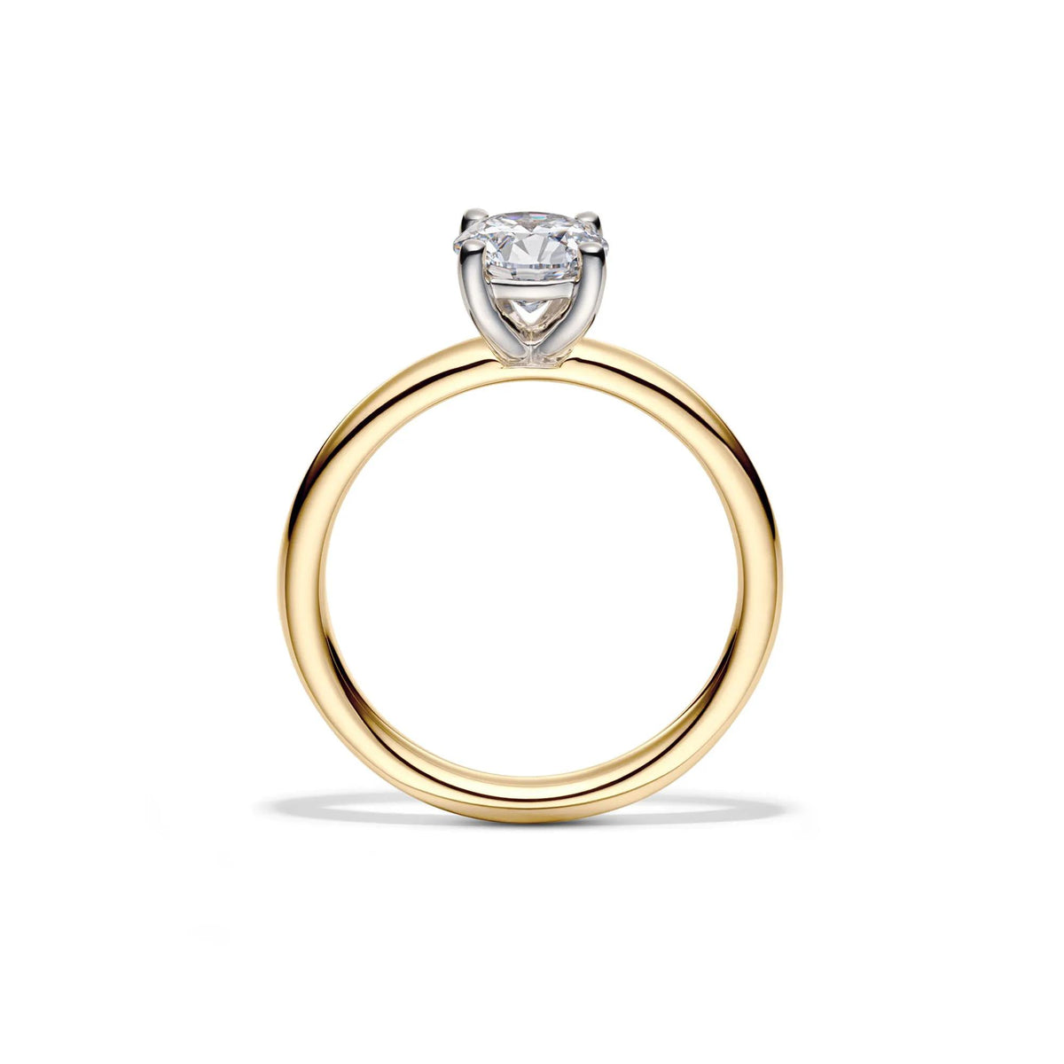 Lab Grown Diamond Solitaire Round Engagement Ring 14K Yellow Gold (1 CT.) Round Brilliant Cut Size 5 2mm
