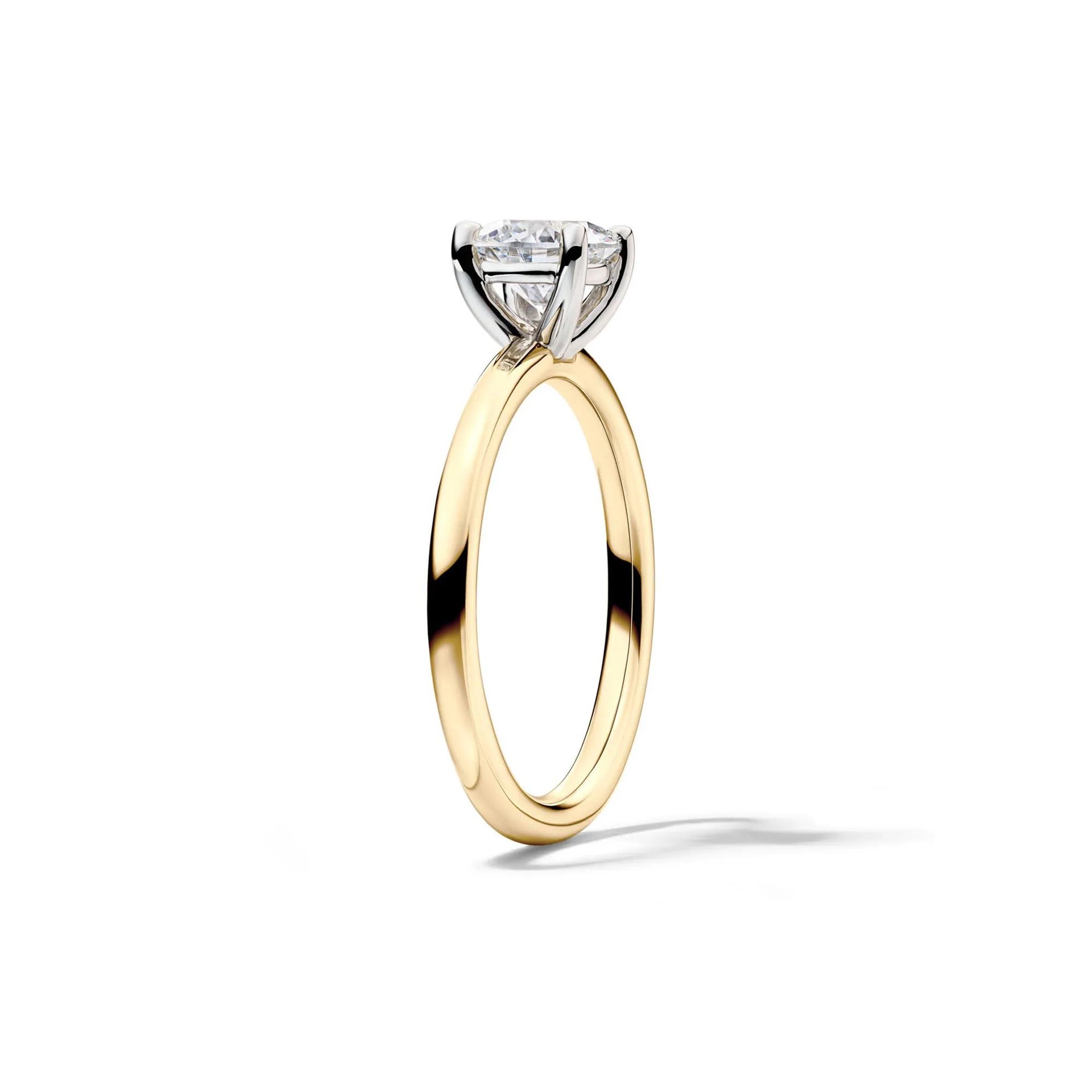 Lab Grown Diamond Solitaire Round Engagement Ring 14K Yellow Gold (1 CT.) Round Brilliant Cut Size 5 2mm