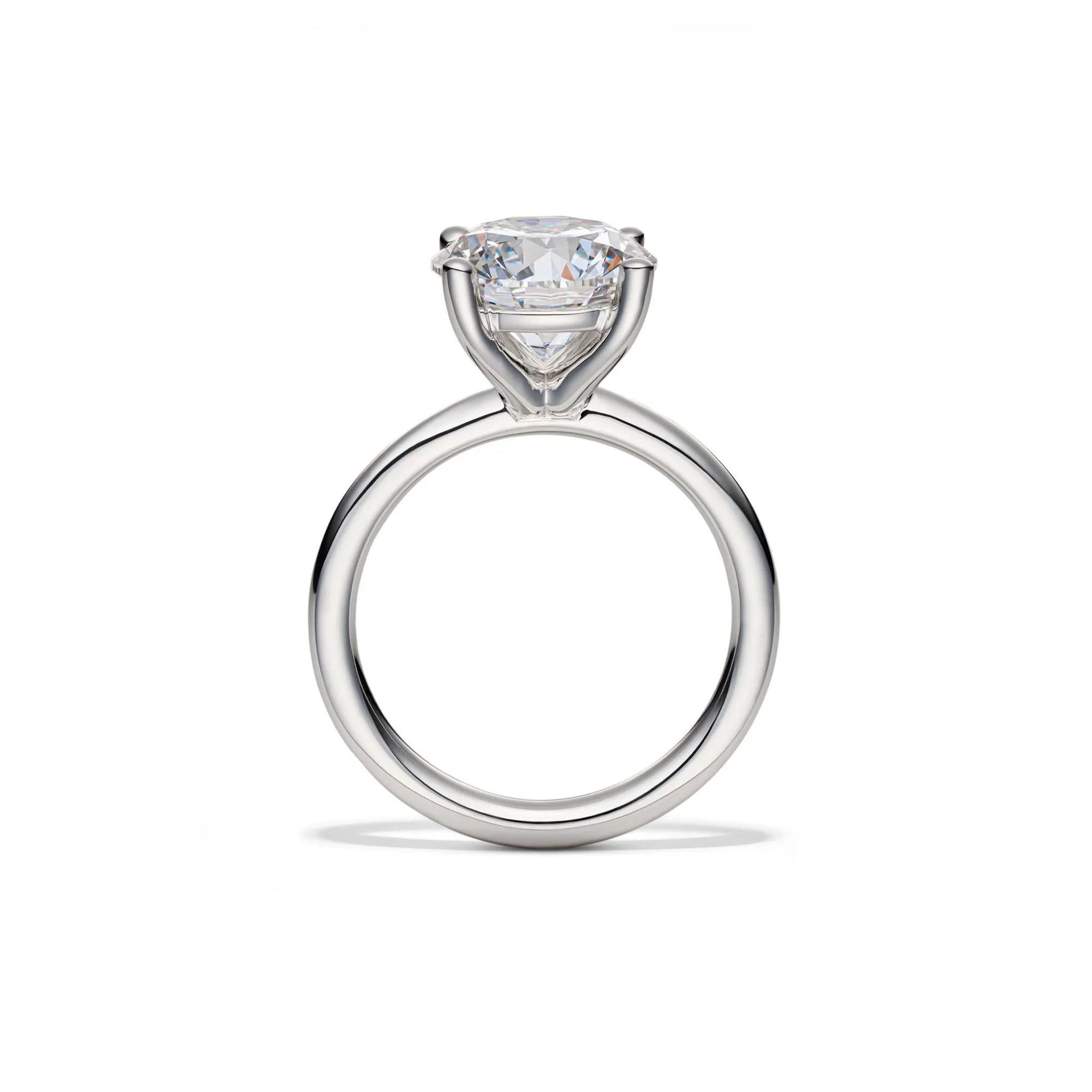 Lab Grown Diamond Round Solitaire Engagement Ring 14K White Gold (4 CT.) Size 9 2mm