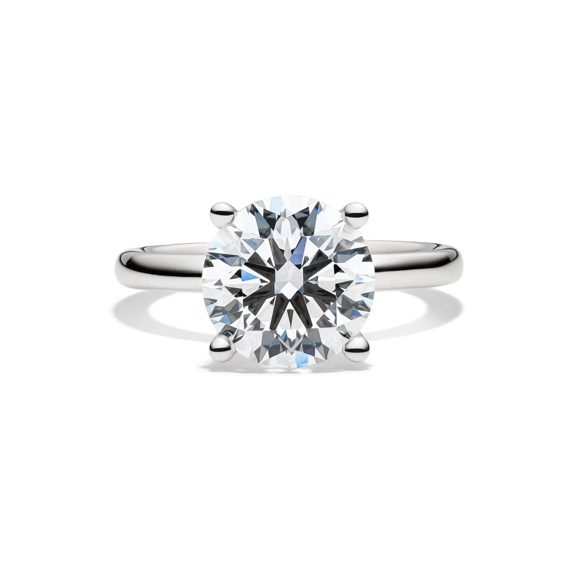 Lab Grown Diamond Round Solitaire Engagement Ring 14K White Gold (4 CT.) Size 9 2mm