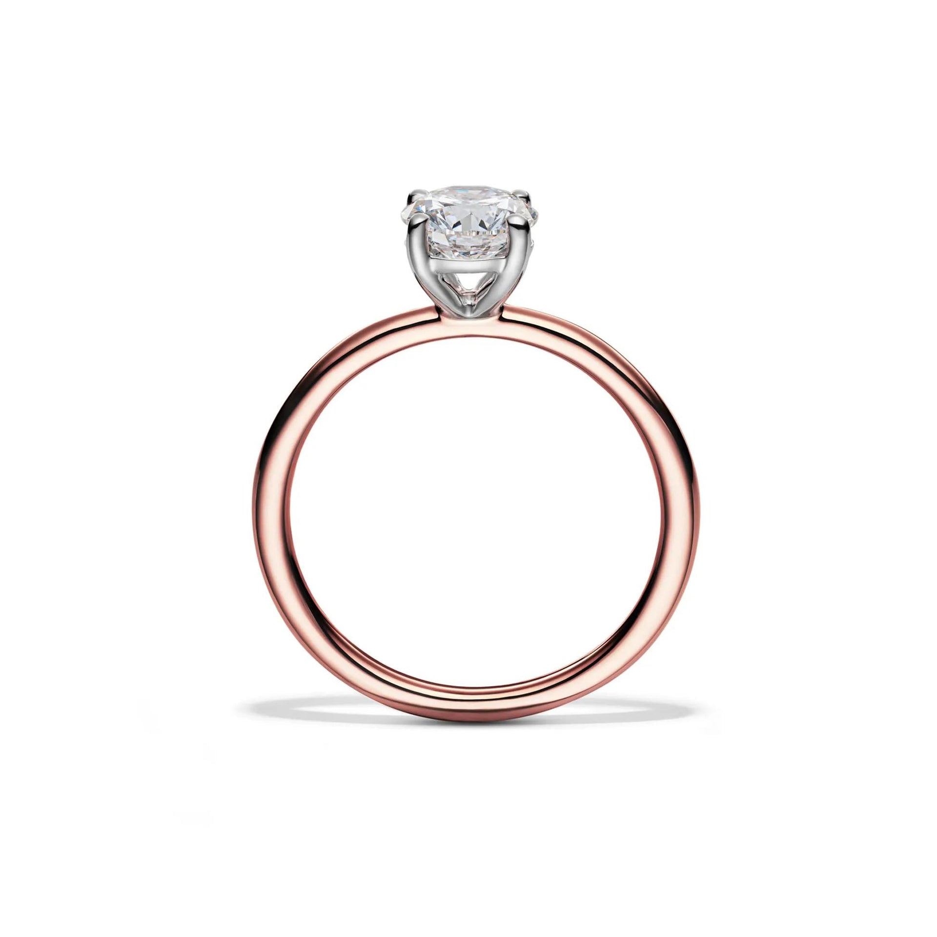 Lab Grown Diamond Solitaire Round Engagement Ring 14K Rose Gold (1 CT.) Round Brilliant Cut Size 4 2mm