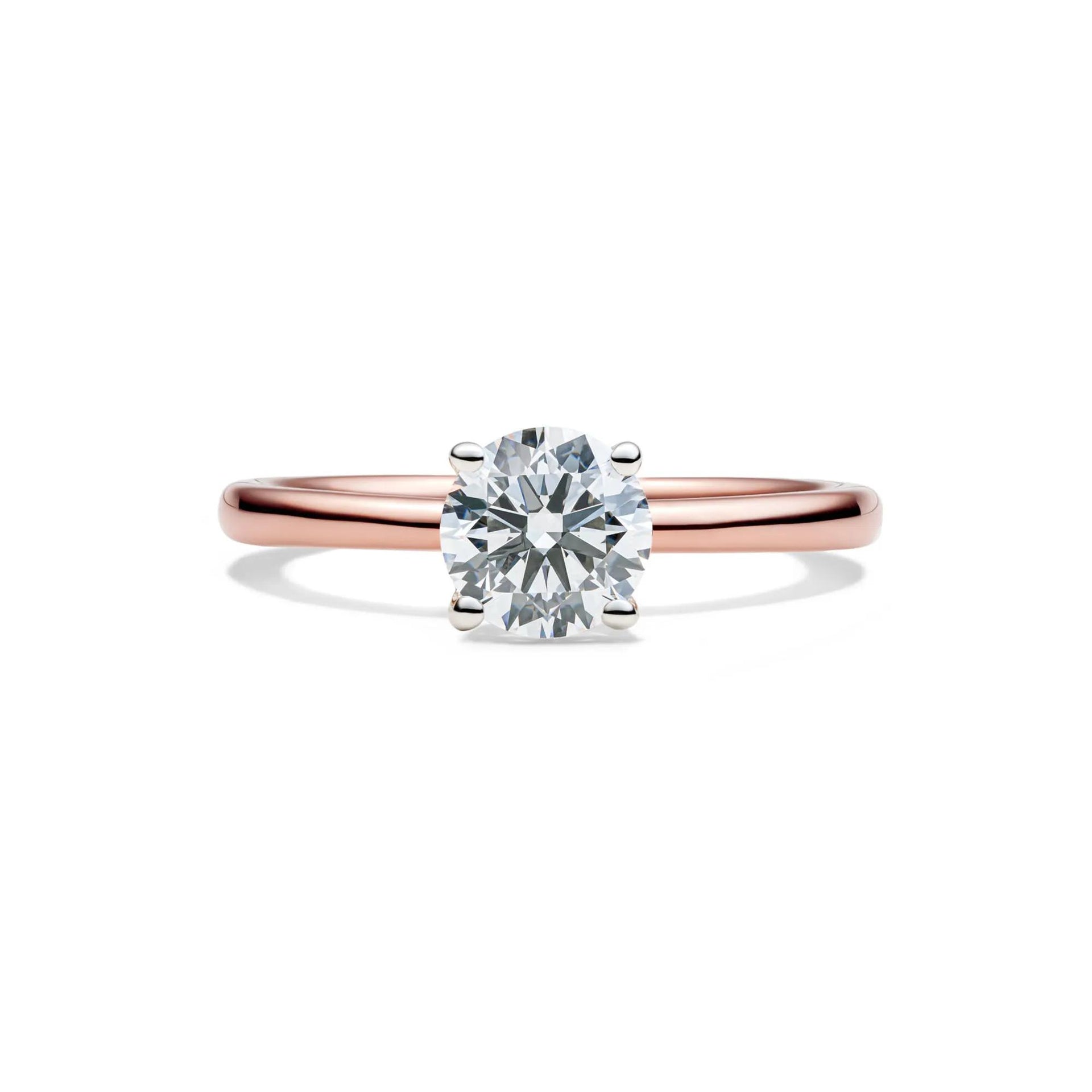 Lab Grown Diamond Solitaire Round Engagement Ring 14K Rose Gold (1 CT.) Round Brilliant Cut Size 4 2mm