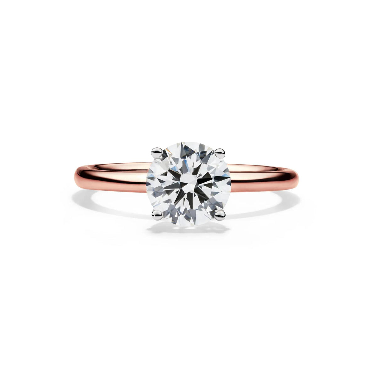 Lab Grown Diamond Solitaire Round Engagement Ring 14K Rose Gold (1/2 CT.) Size 8 2mm