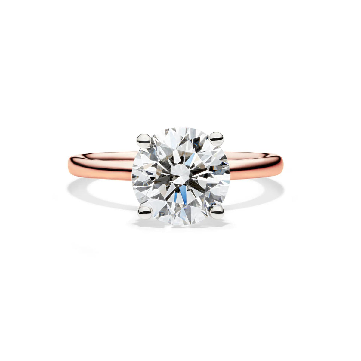 Lab Grown Diamond Solitaire Round Engagement Ring 14K Rose Gold (3 CT.) Round Brilliant Cut Size 9.5 2mm