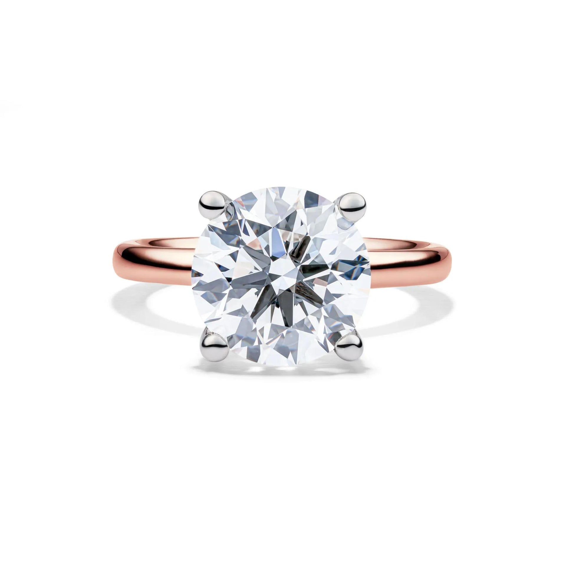 Lab Grown Diamond Round Solitaire Engagement Ring 14K Rose Gold (5 CT.) Size 7 2mm