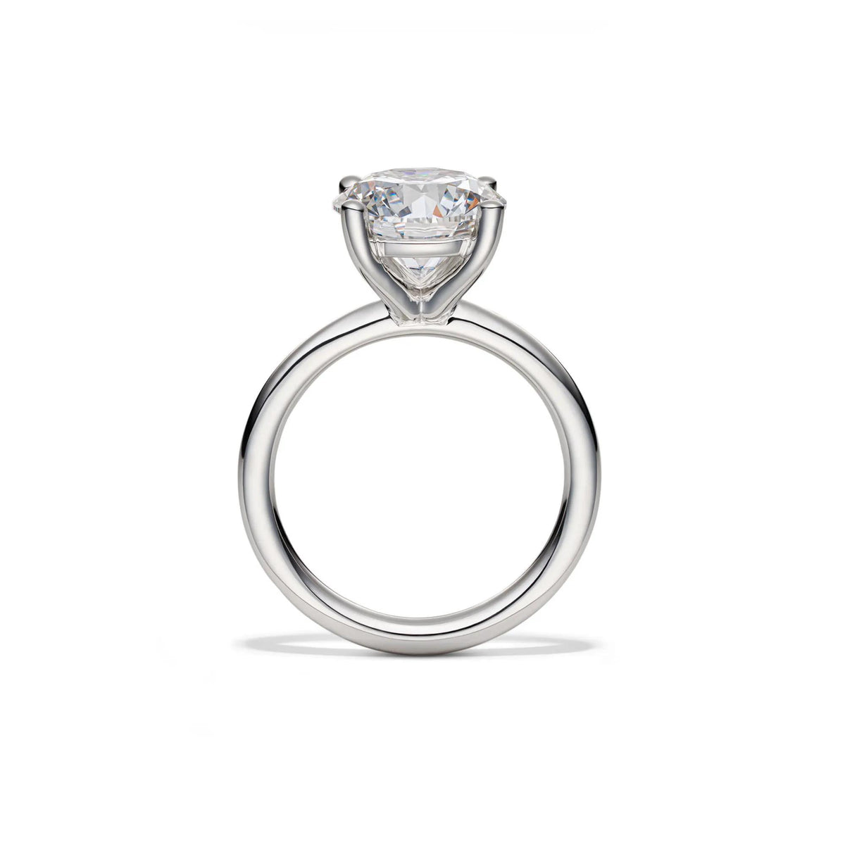 Lab Grown Diamond Round Solitaire Engagement Ring Platinum (4 CT.) White Size 5.5 2mm