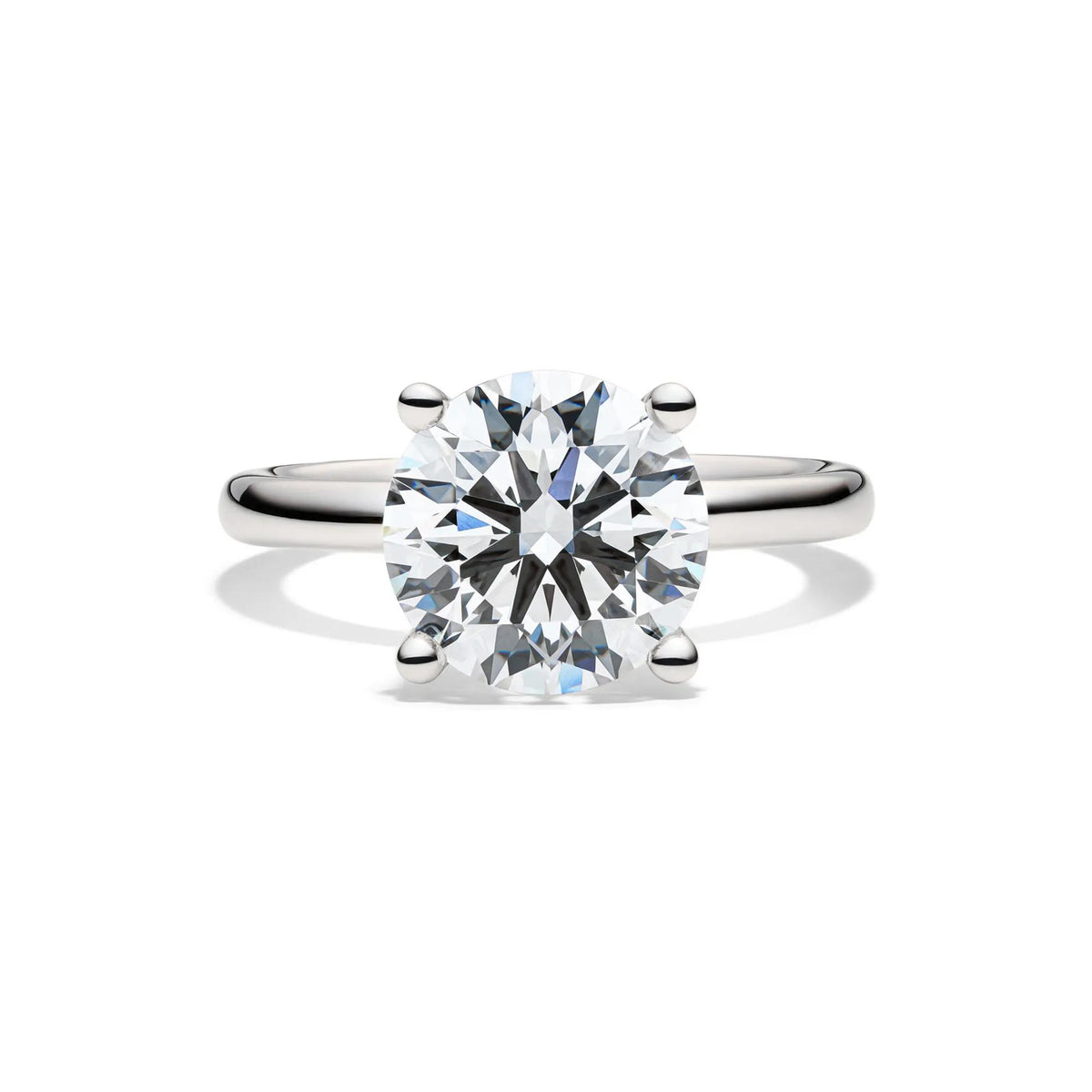 Lab Grown Diamond Round Solitaire Engagement Ring Platinum (4 CT.) White Size 5.5 2mm