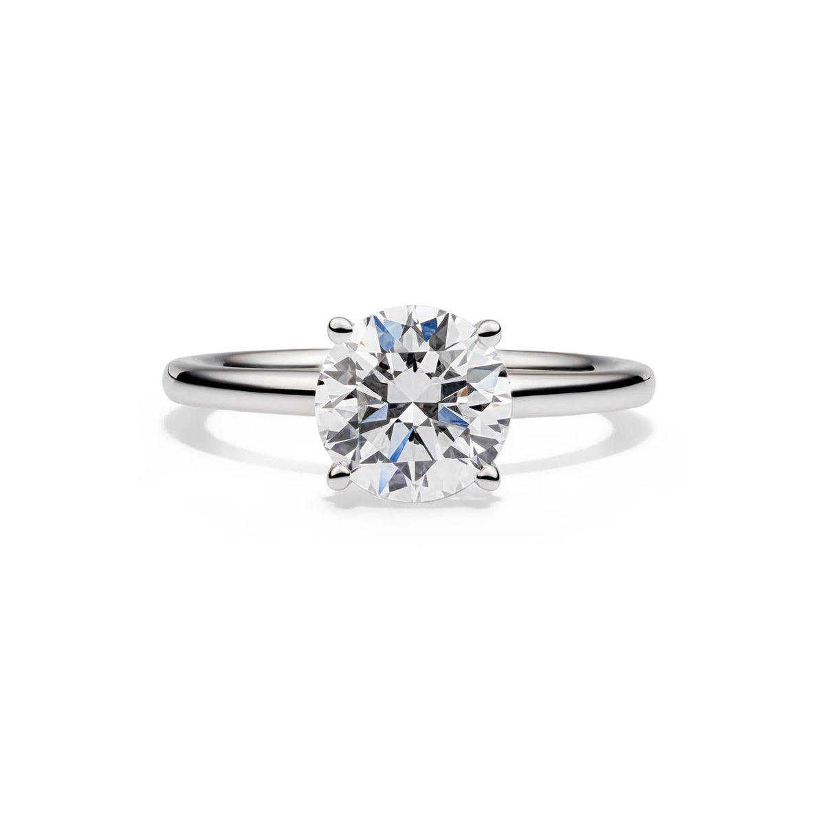 Lab Grown Diamond Solitaire Round Engagement Ring Platinum (2 CT.) White Size 5 2mm