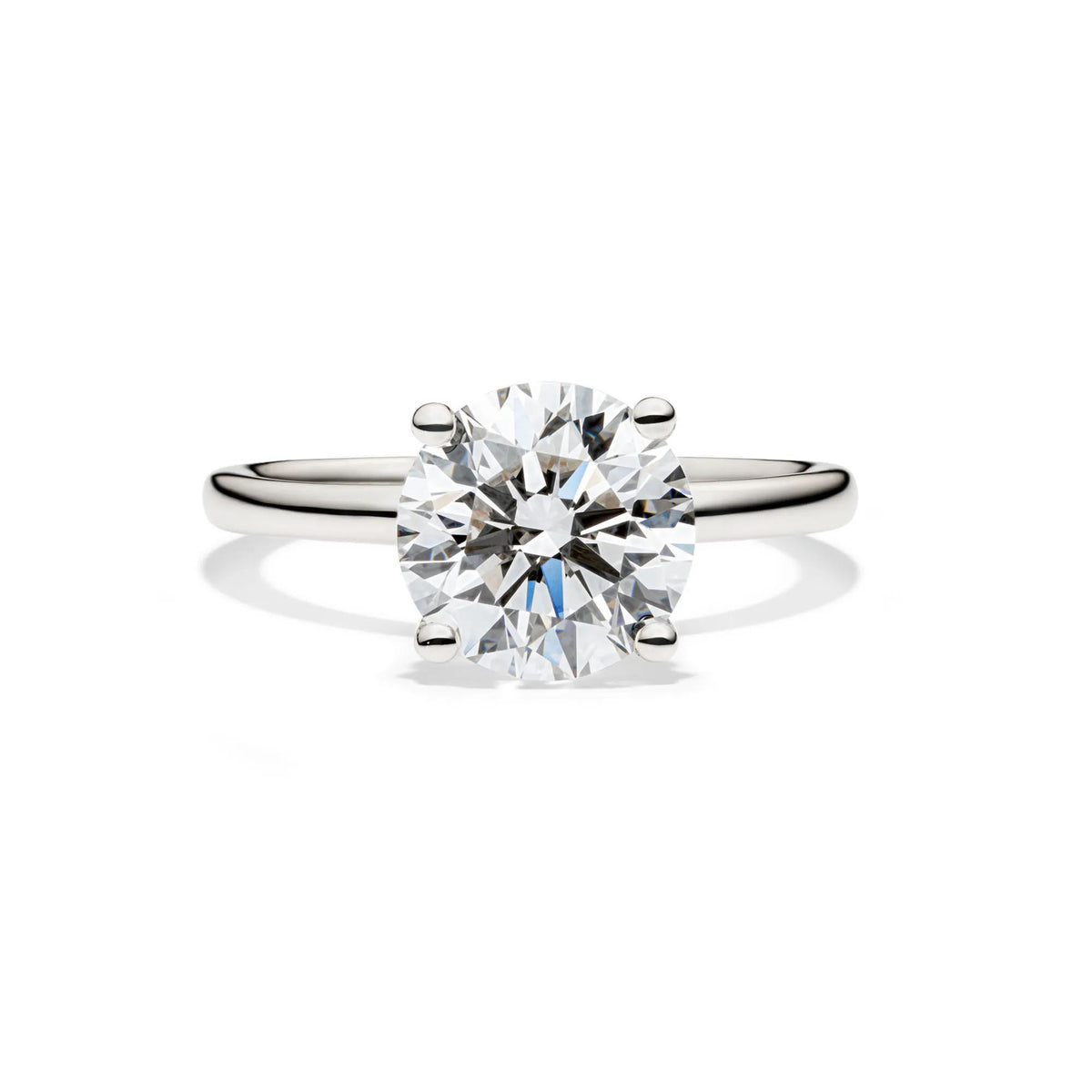 Lab Grown Diamond Solitaire Round Engagement Ring Platinum (3 CT.) White Size 5.5 2mm