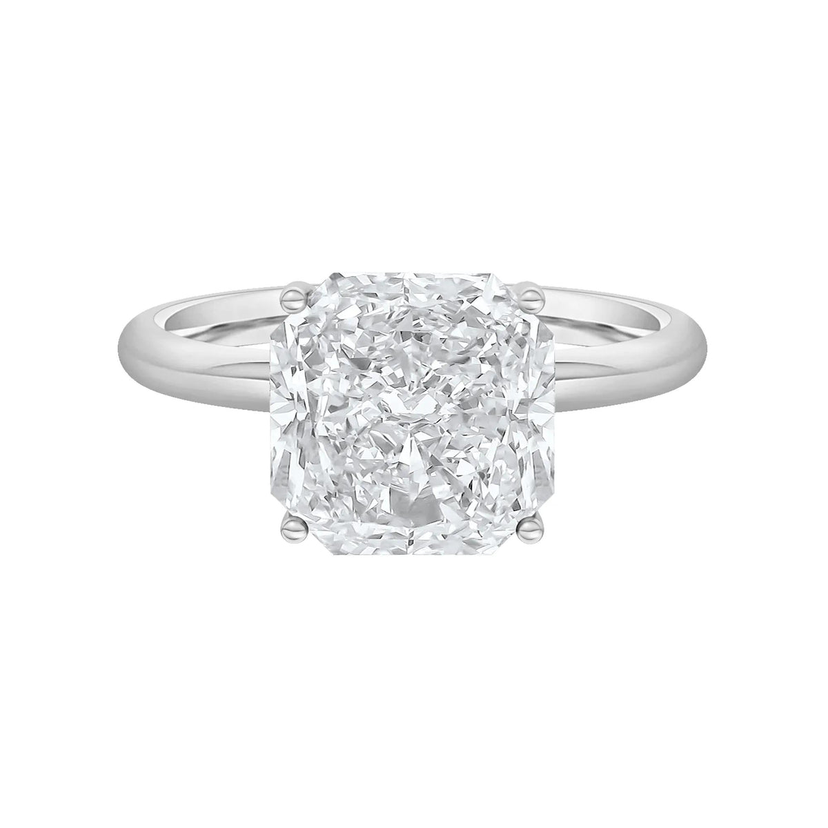 Lab Grown Diamond Square Radiant-Cut Solitaire Engagement Ring 14K White Gold (3 CT.) Size 9.5 2mm
