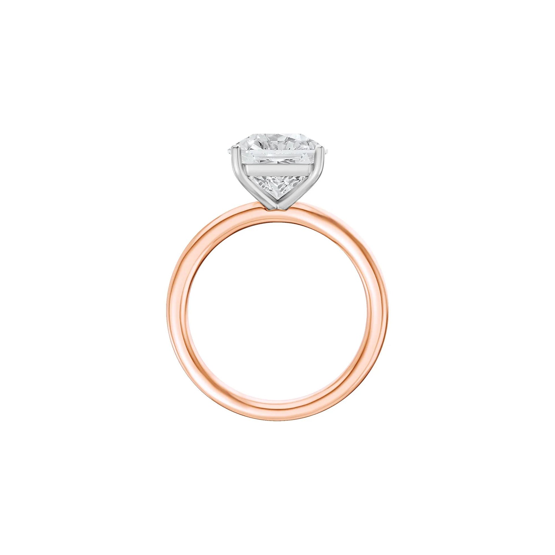 Lab Grown Diamond Square Solitaire Ring 14K Rose & White Gold (3 CT.) Size 7 2mm