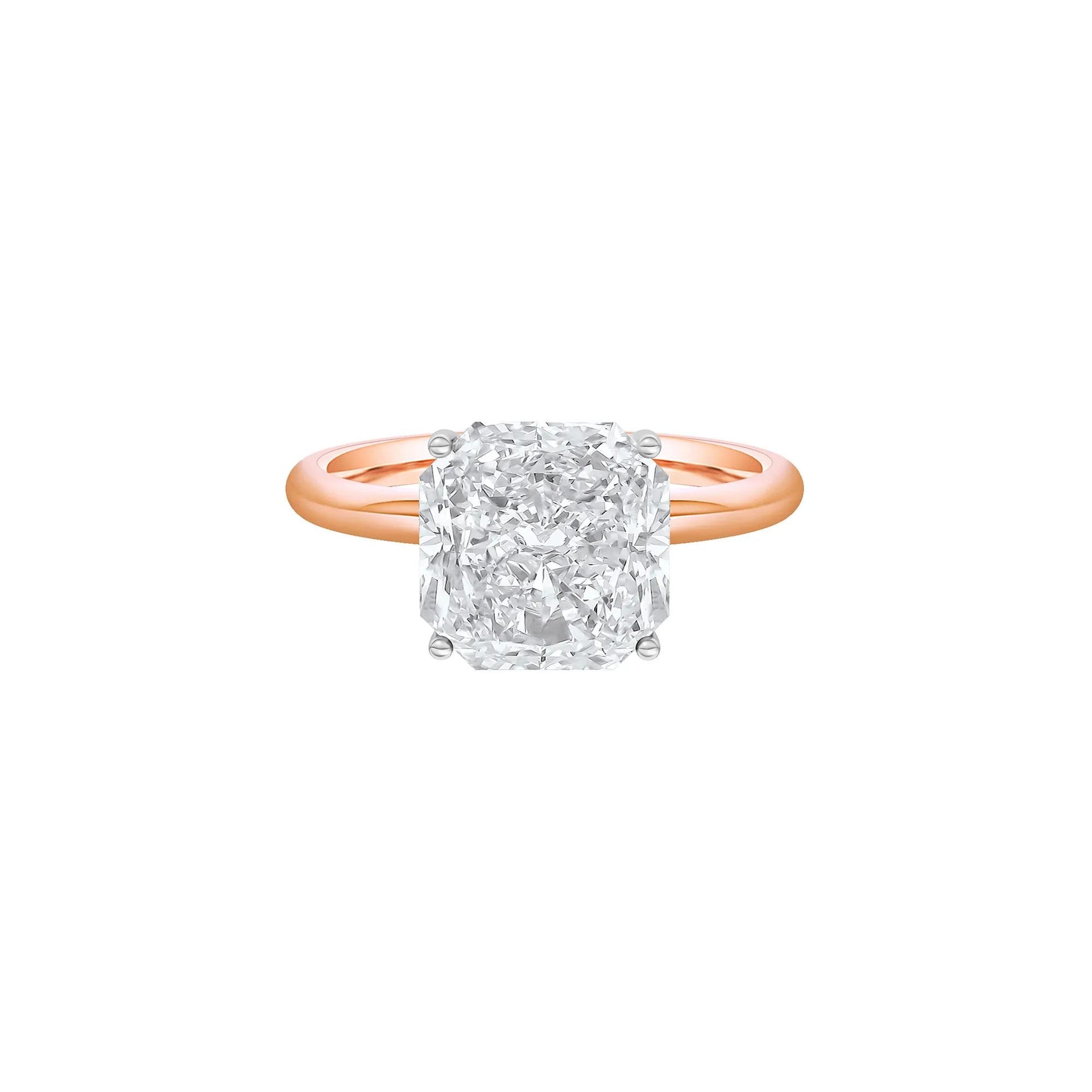 Lab Grown Diamond Square Solitaire Ring 14K Rose & White Gold (3 CT.) Size 7 2mm