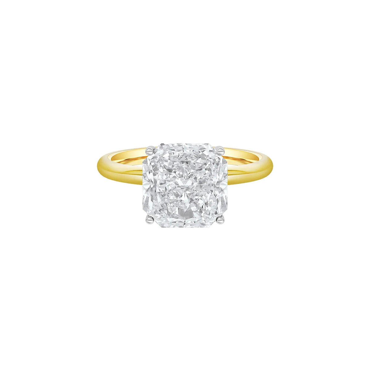 Lab Grown Diamond Square Solitaire Ring 14K Yellow & White Gold (3 CT.) Size 9 2mm