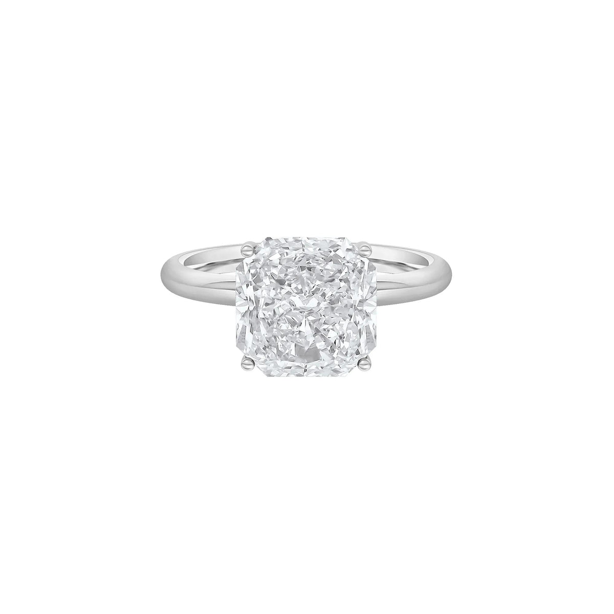 Lab Grown Diamond Square Solitaire Ring Platinum (3 CT.) White Size 6.5 2mm