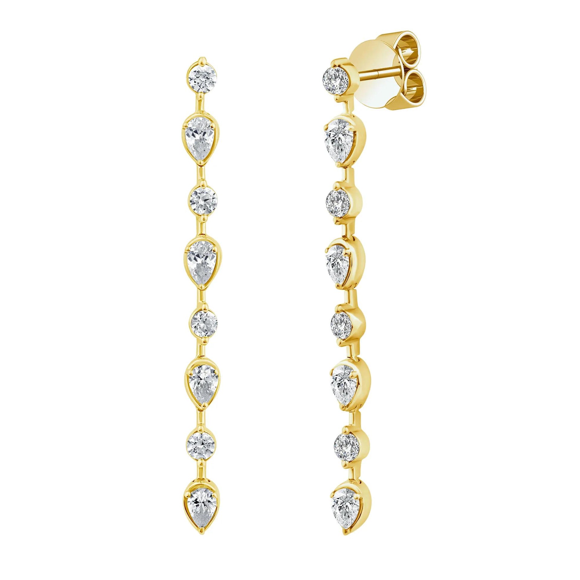 1 CT. Tw. Lab Grown Diamond Stick Drop Earrings 10K Yellow Gold Size 3.30mm