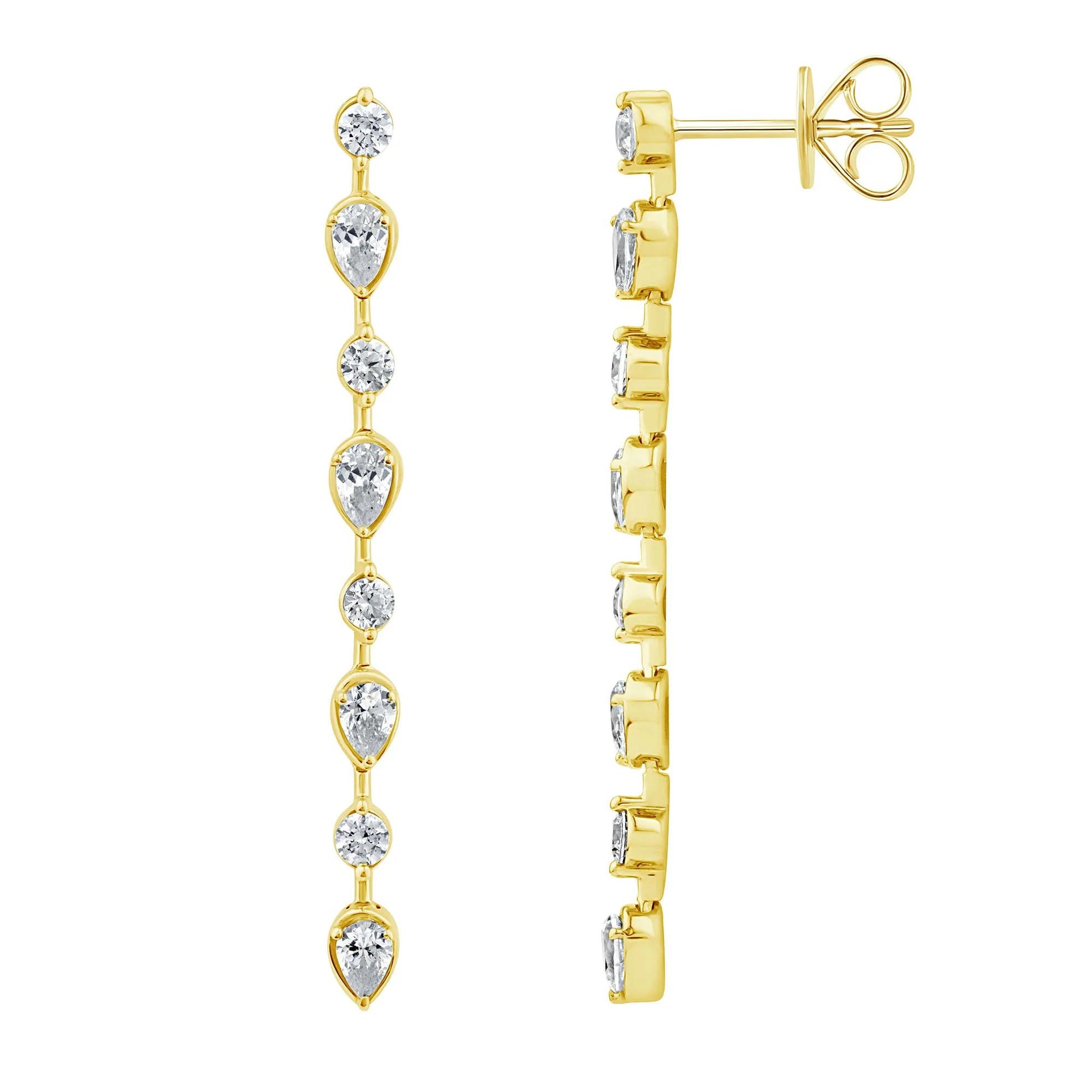 1 CT. Tw. Lab Grown Diamond Stick Drop Earrings 10K Yellow Gold Size 3.30mm