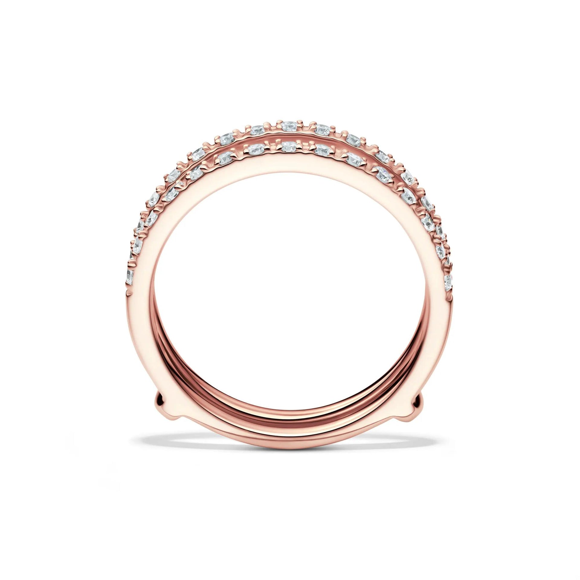 1/3 CT. Tw. Lab Grown Diamond Straight Insert 14K Rose Gold Ring Round Brilliant Cut Size 9 1mm