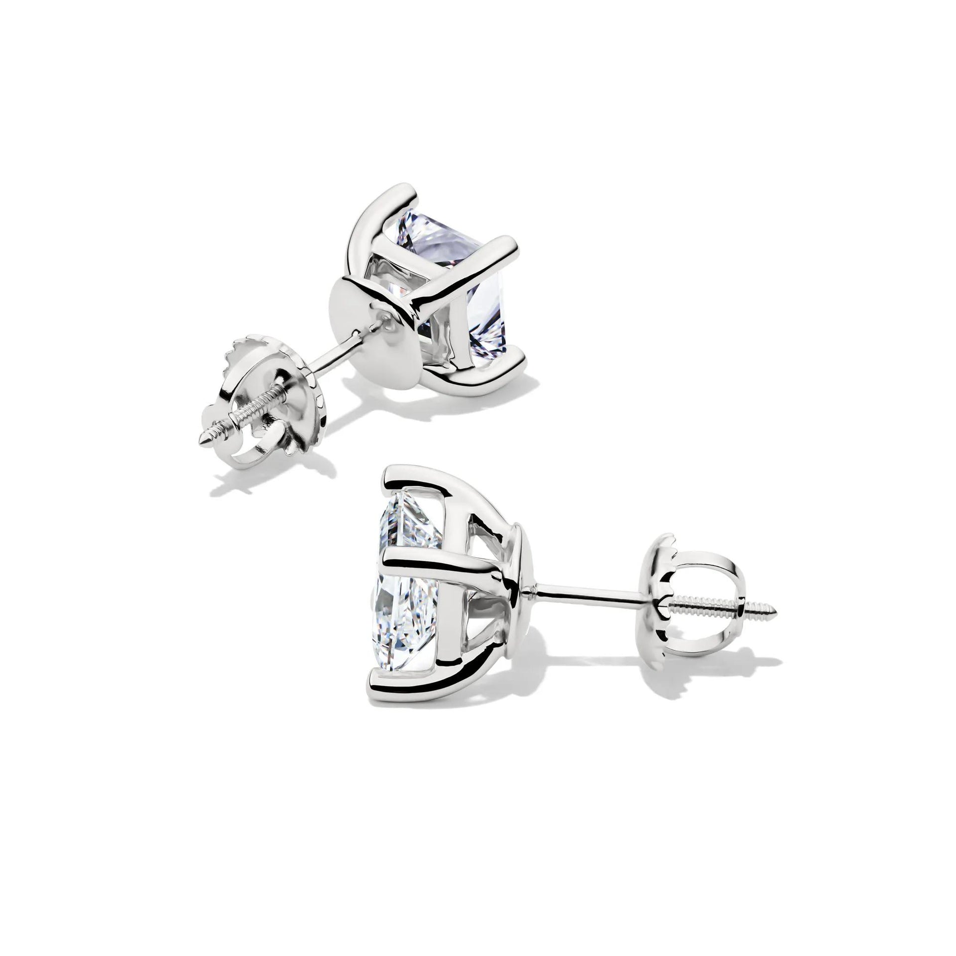 2 CT. Tw. Lab Grown Diamond Princess-Cut Martini Stud Earrings 14K Gold White Size 5.50mm