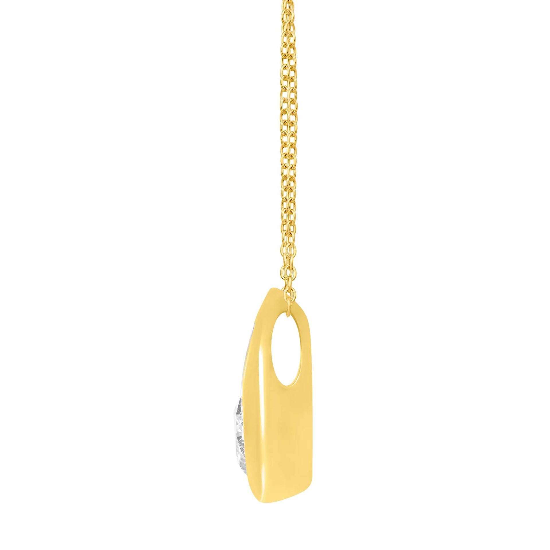 1/2 CT. Tw. Lab Grown Diamond Tear Drop Pendant Necklace 14K Yellow Gold Size 18"