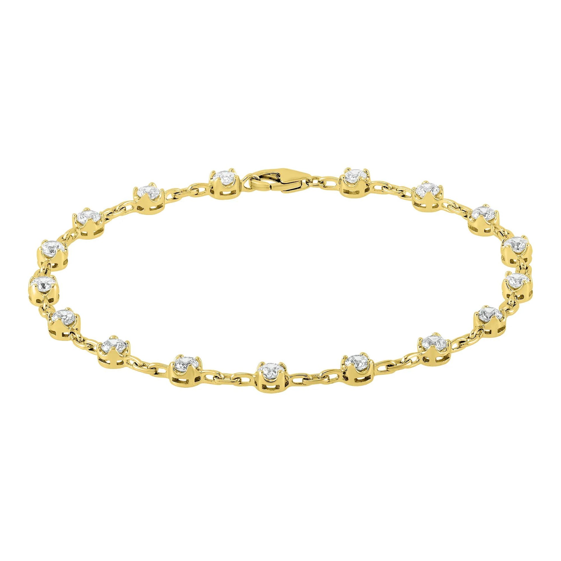 2 CT. Tw. Lab Grown Diamond Tennis Bracelet 10K Yellow Gold Size 7.25"