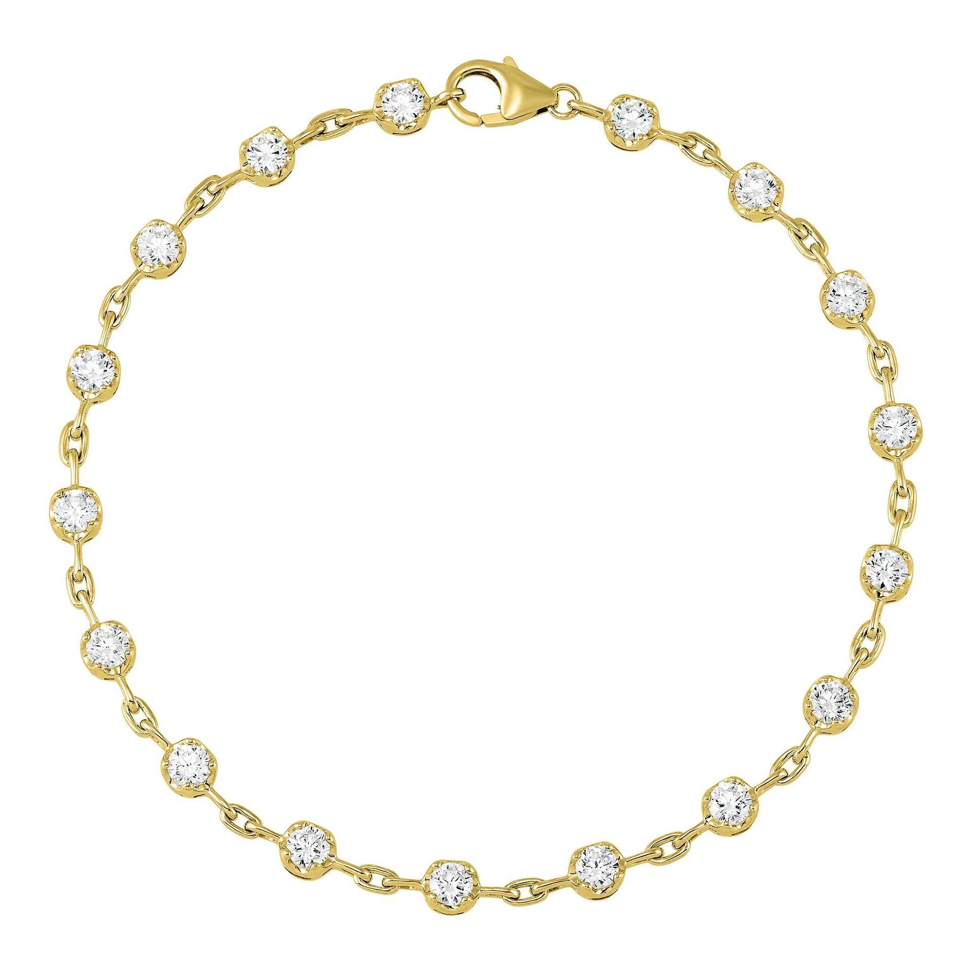 2 CT. Tw. Lab Grown Diamond Tennis Bracelet 10K Yellow Gold Size 7.25"