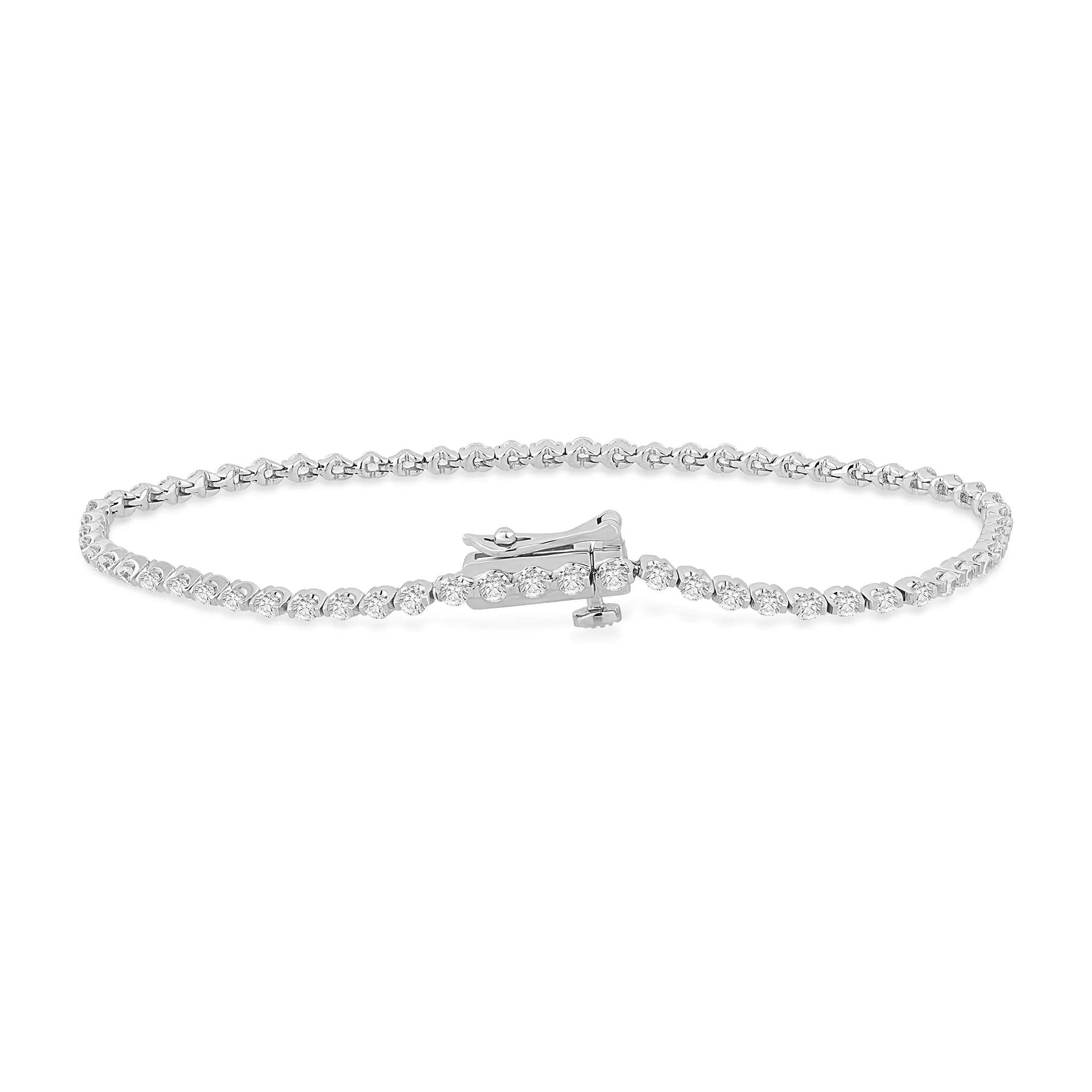 Lab Grown Diamond Tennis Bracelet 14K Gold White Size 2.10mm