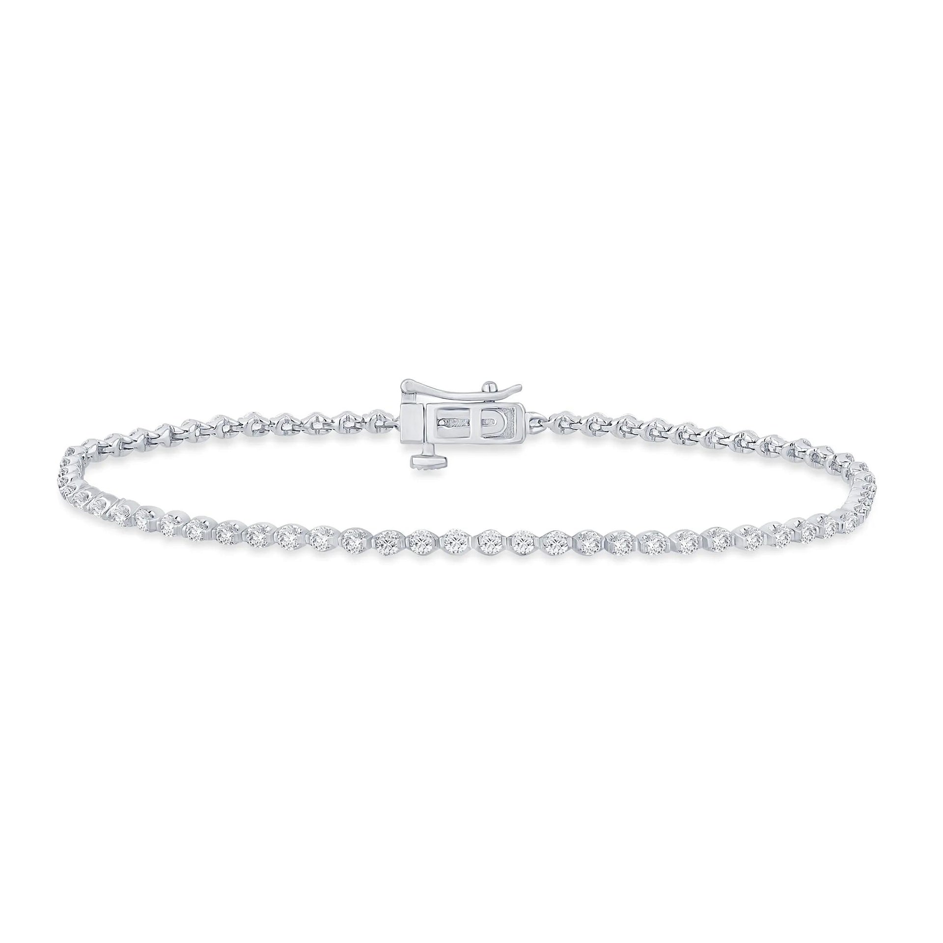 Lab Grown Diamond Tennis Bracelet 14K Gold White Size 2.10mm
