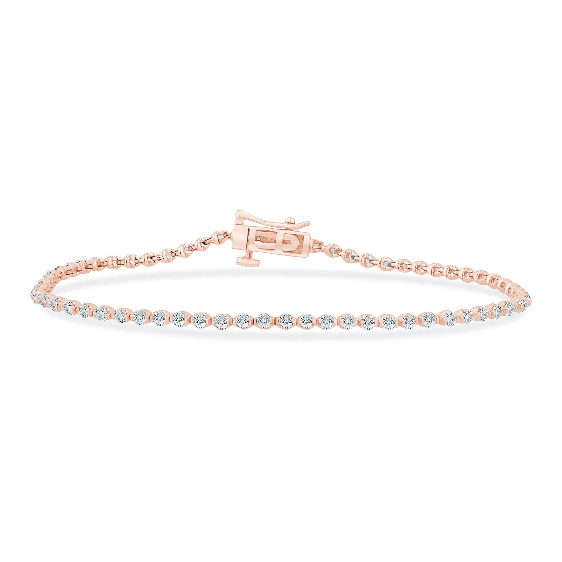 2 CT. Tw. Lab Grown Diamond Tennis Bracelet 14K Rose Gold Size 2.10mm