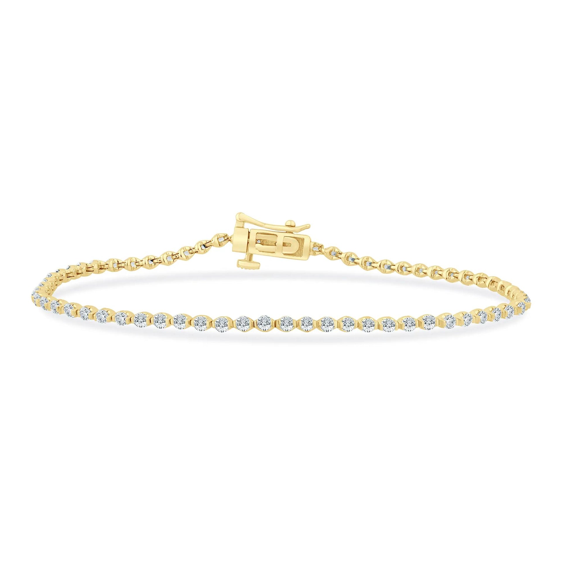 2 CT. Tw. Lab Grown Diamond Tennis Bracelet 14K Yellow Gold Size 2.10mm