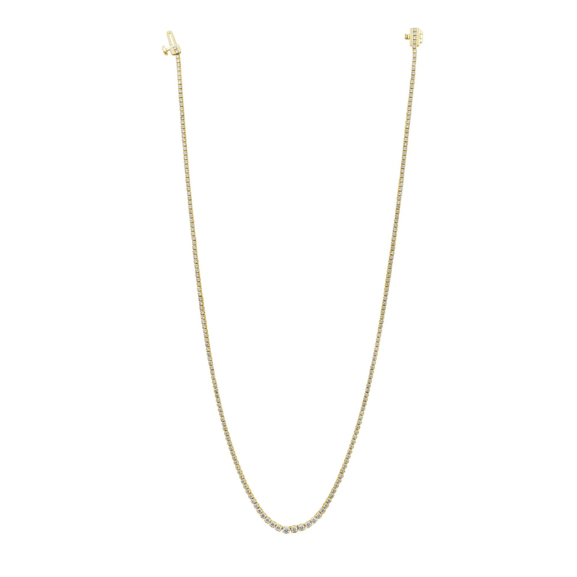 3 CT. Tw. Lab Grown Diamond Tennis Necklace 10K Yellow Gold Size 17"