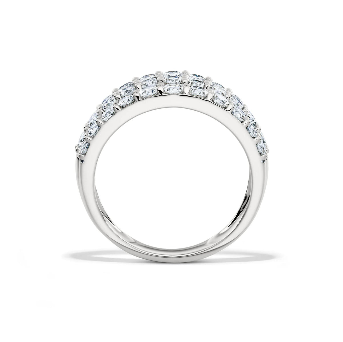1/2 CT. Tw. Lab Grown Diamond Three-Row Band Ring 10K White Gold Round Brilliant Cut Size 8 8mm