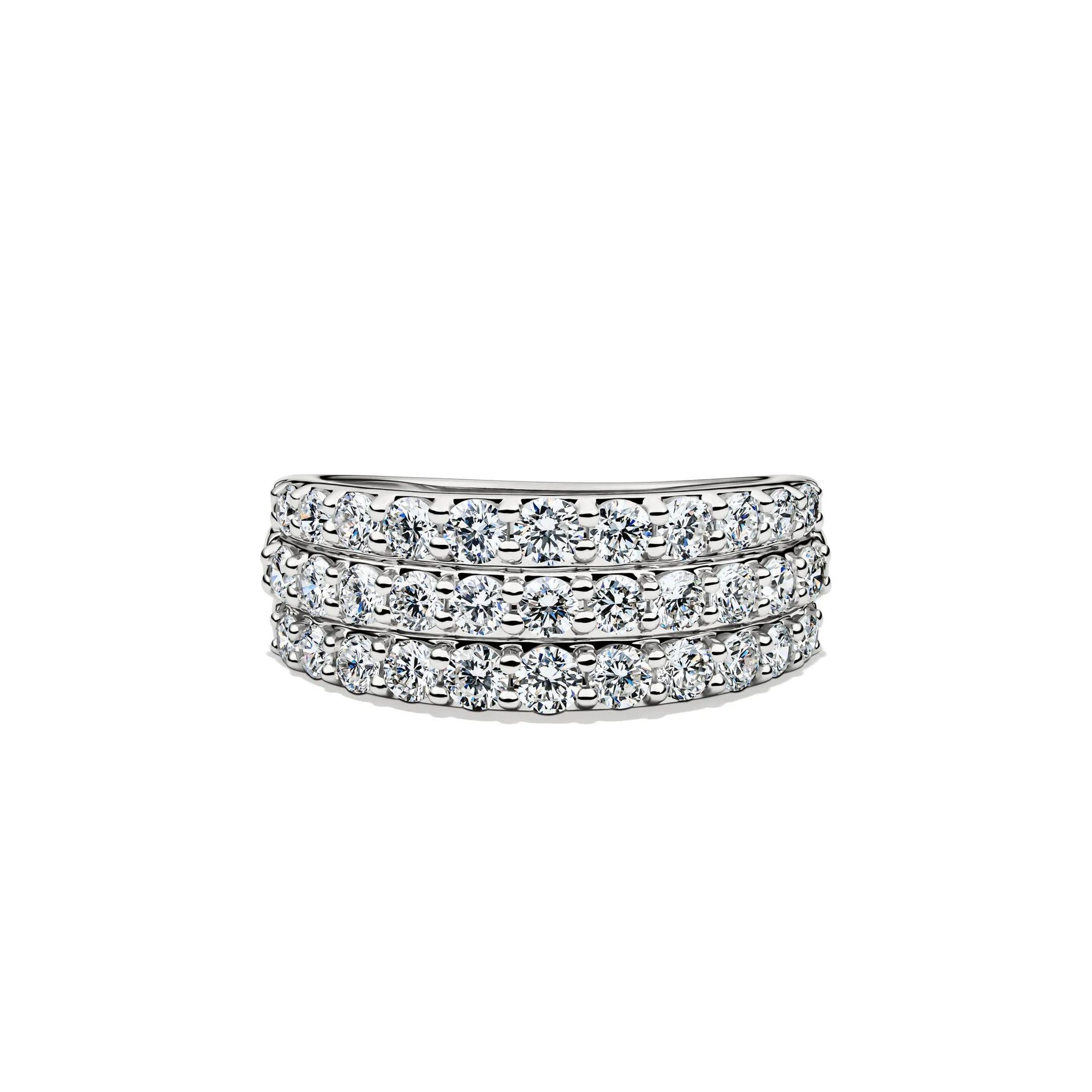 1/2 CT. Tw. Lab Grown Diamond Three-Row Band Ring 10K White Gold Round Brilliant Cut Size 8 8mm