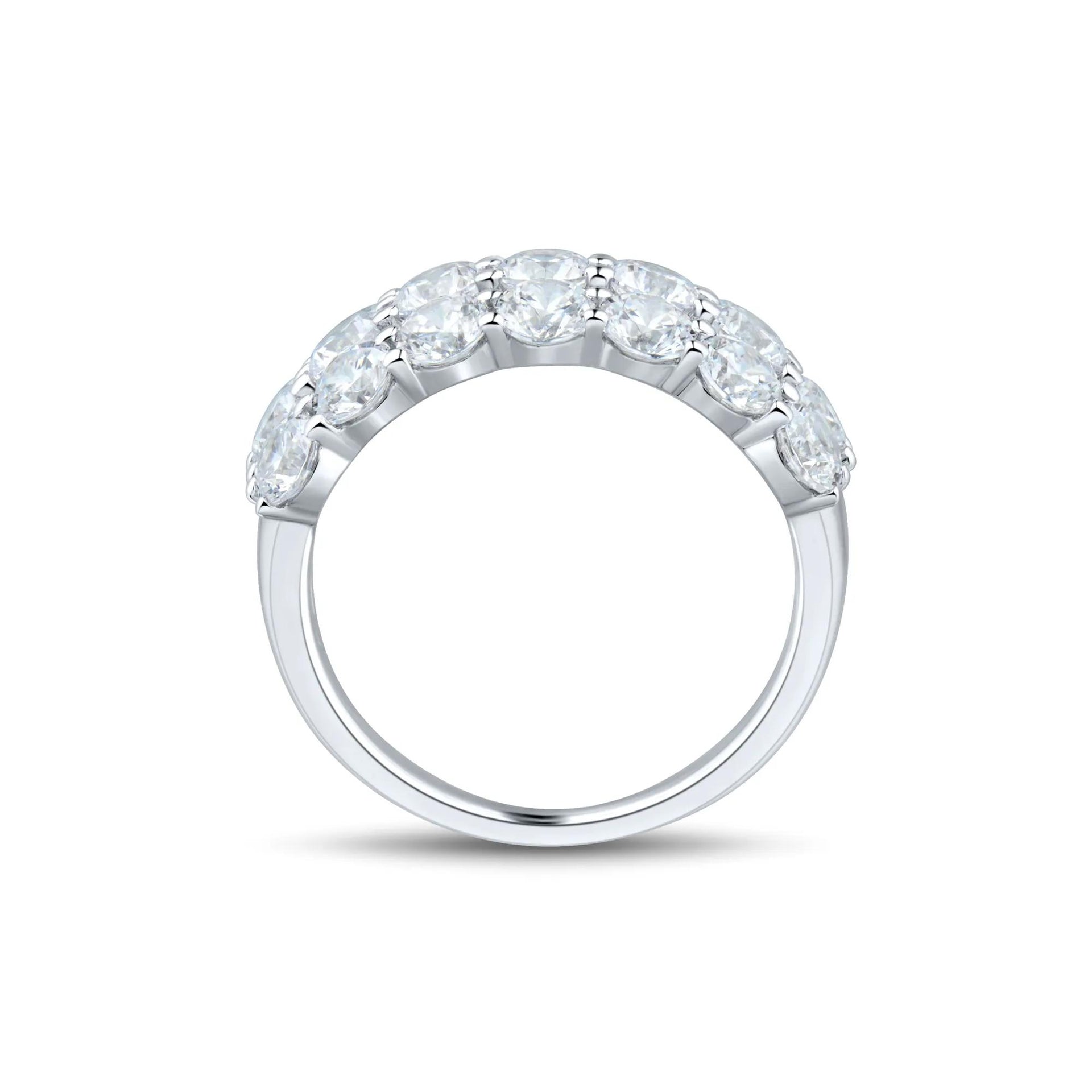 3 CT. Tw. Lab Grown Diamond Three-Row Ring 10K White Gold Round Brilliant Cut Size 8 1mm