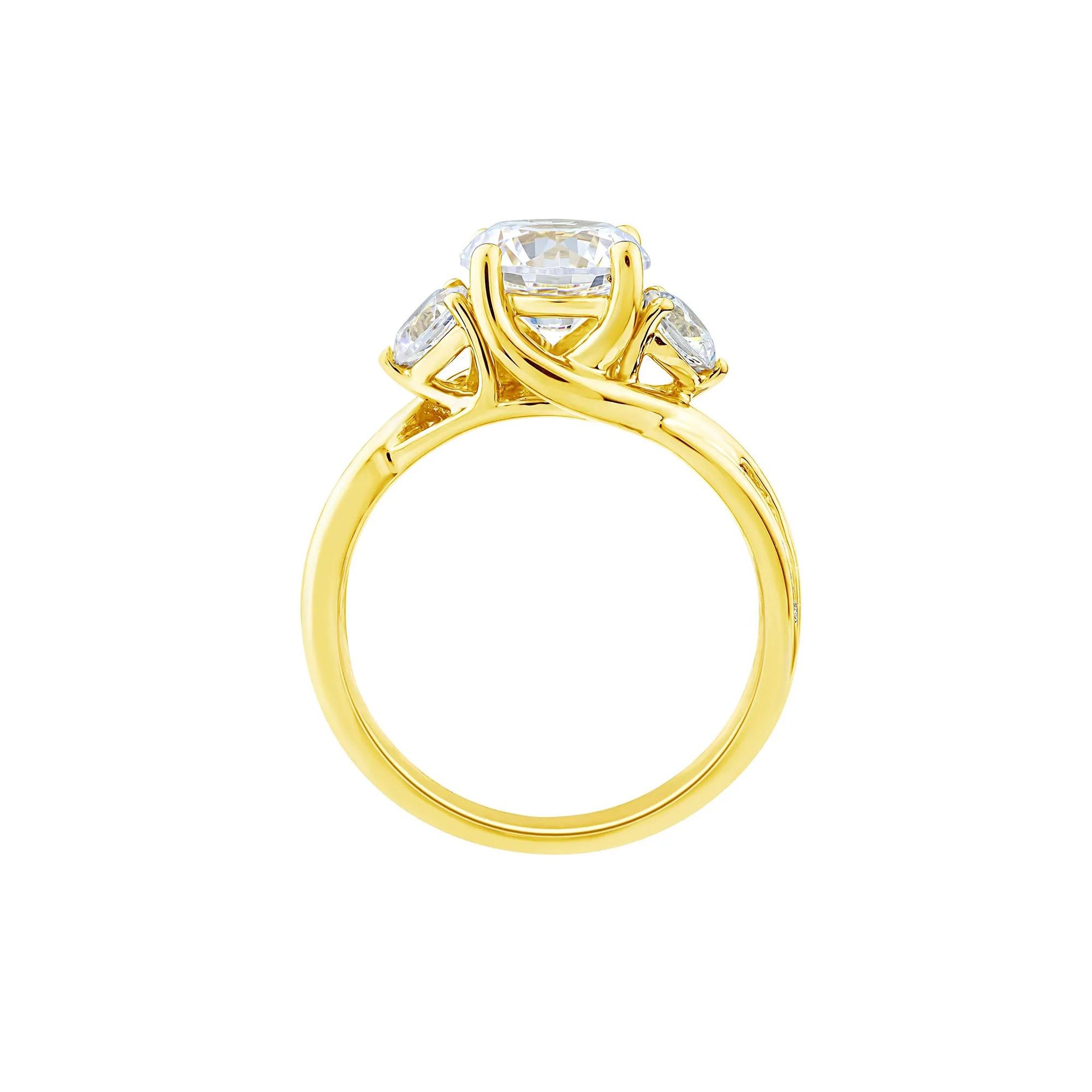 2 3/4 CT. Tw. Lab Grown Diamond Three-Stone Engagement Ring 10K Yellow Gold Size 8.5 1.5mm