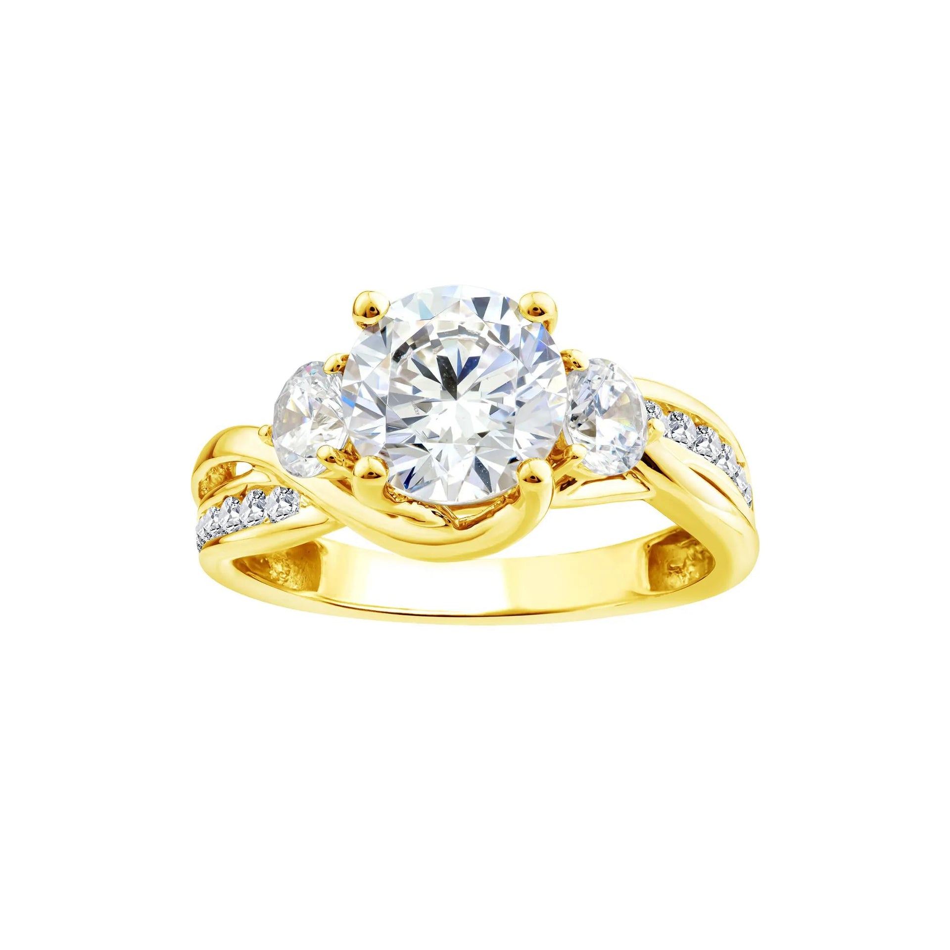 2 3/4 CT. Tw. Lab Grown Diamond Three-Stone Engagement Ring 10K Yellow Gold Size 8.5 1.5mm