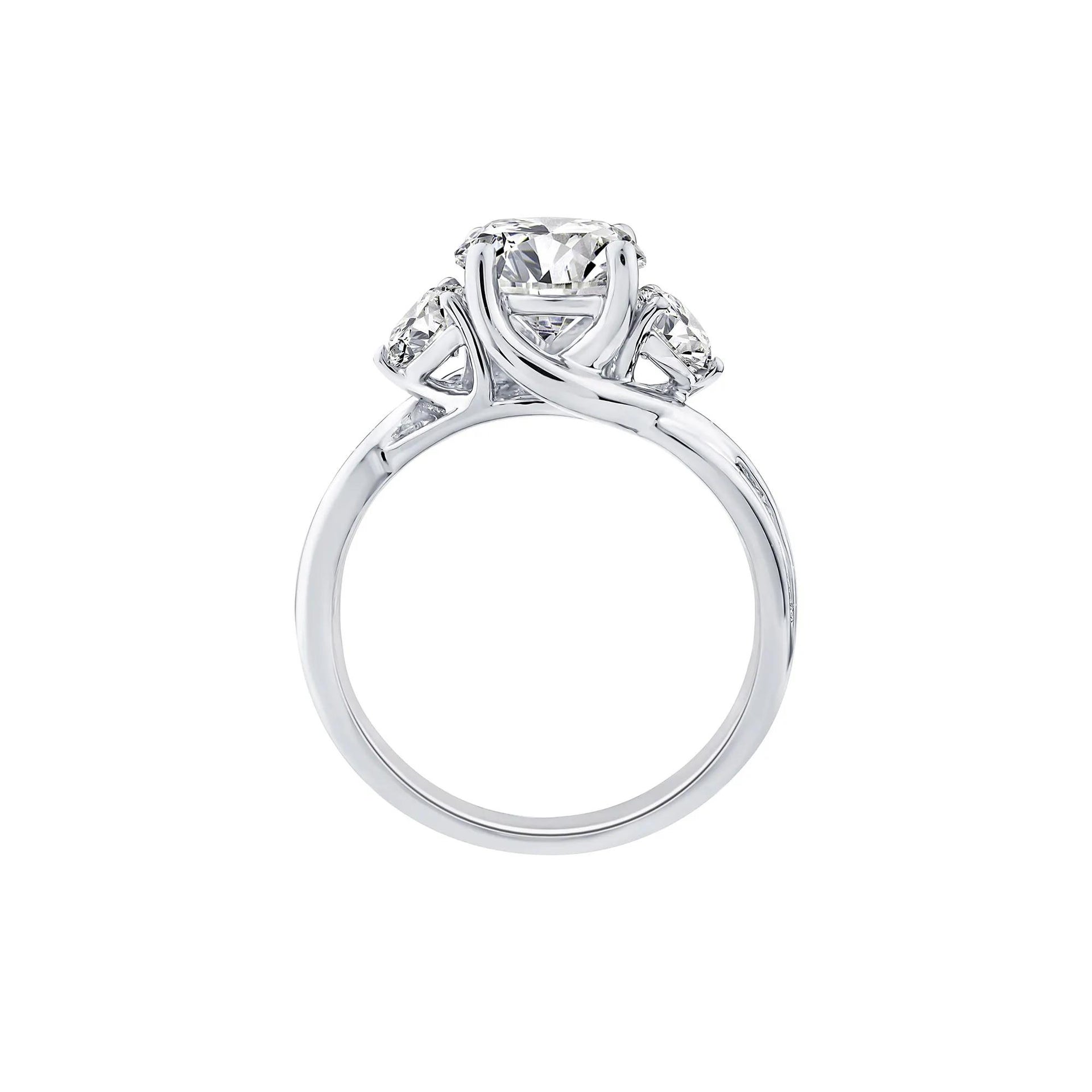 2 3/4 CT. Tw. Lab Grown Diamond Three-Stone Engagement Ring 10K White Gold Size 6.5 1.5mm