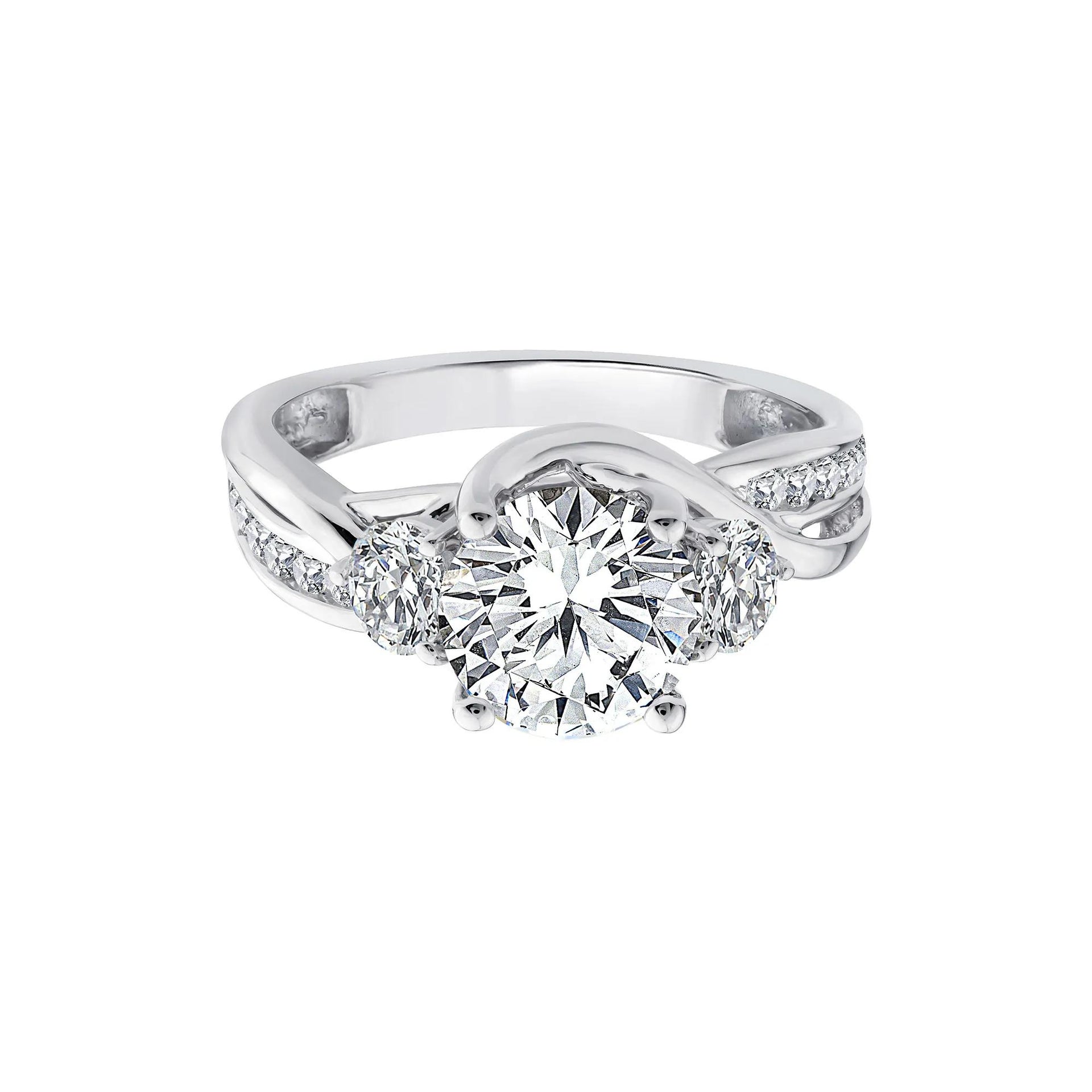 2 3/4 CT. Tw. Lab Grown Diamond Three-Stone Engagement Ring 10K White Gold Size 6.5 1.5mm