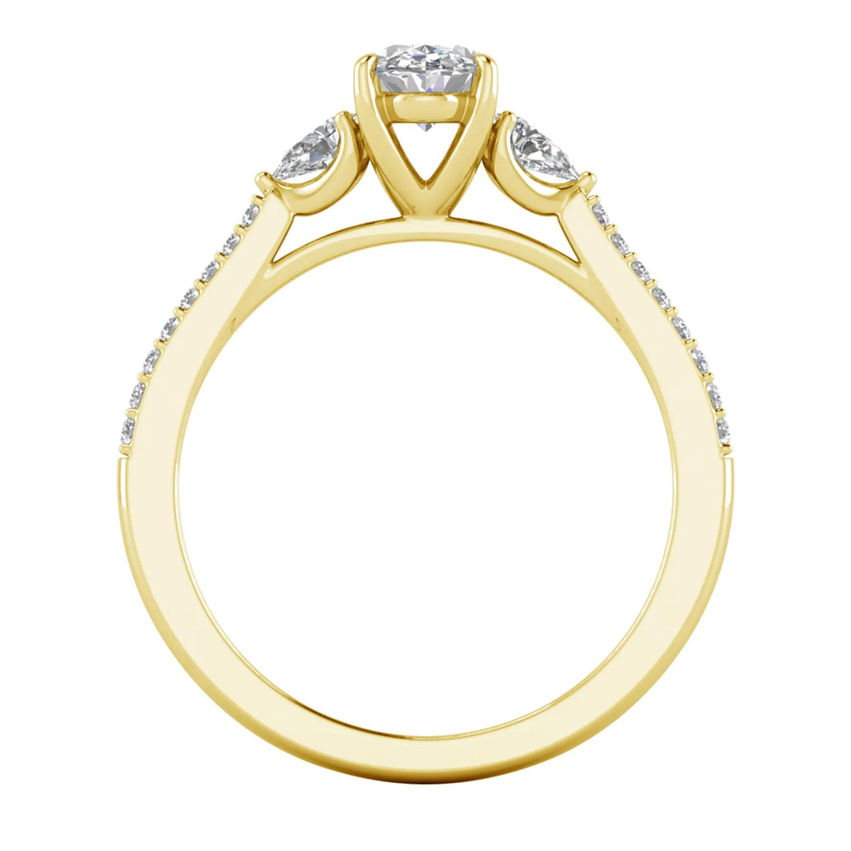 1 CT. Tw. Lab Grown Diamond Three-Stone Engagement Ring 10K Yellow Gold Size 7 1.5mm