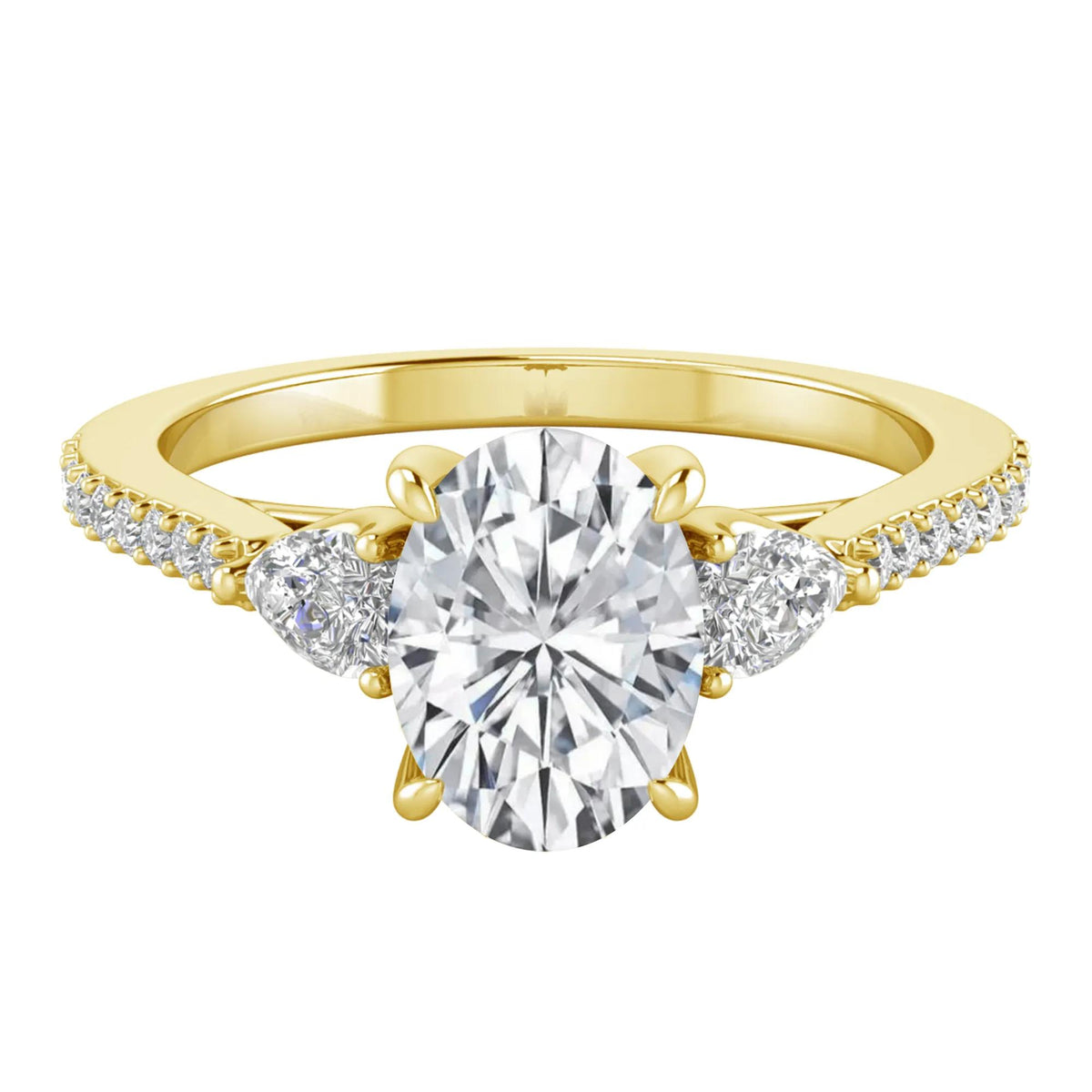 1 CT. Tw. Lab Grown Diamond Three-Stone Engagement Ring 10K Yellow Gold Size 7 1.5mm