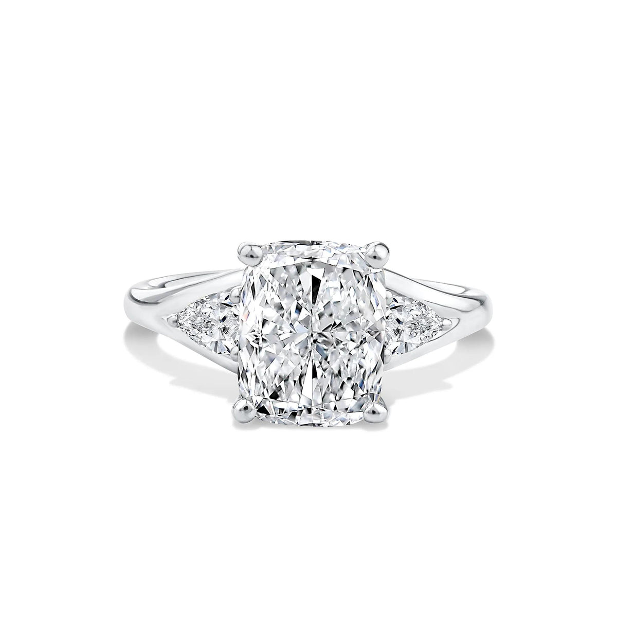 3 1/2 CT. Tw. Lab Grown Diamond Three-Stone Engagement Ring 14K White Gold Size 9