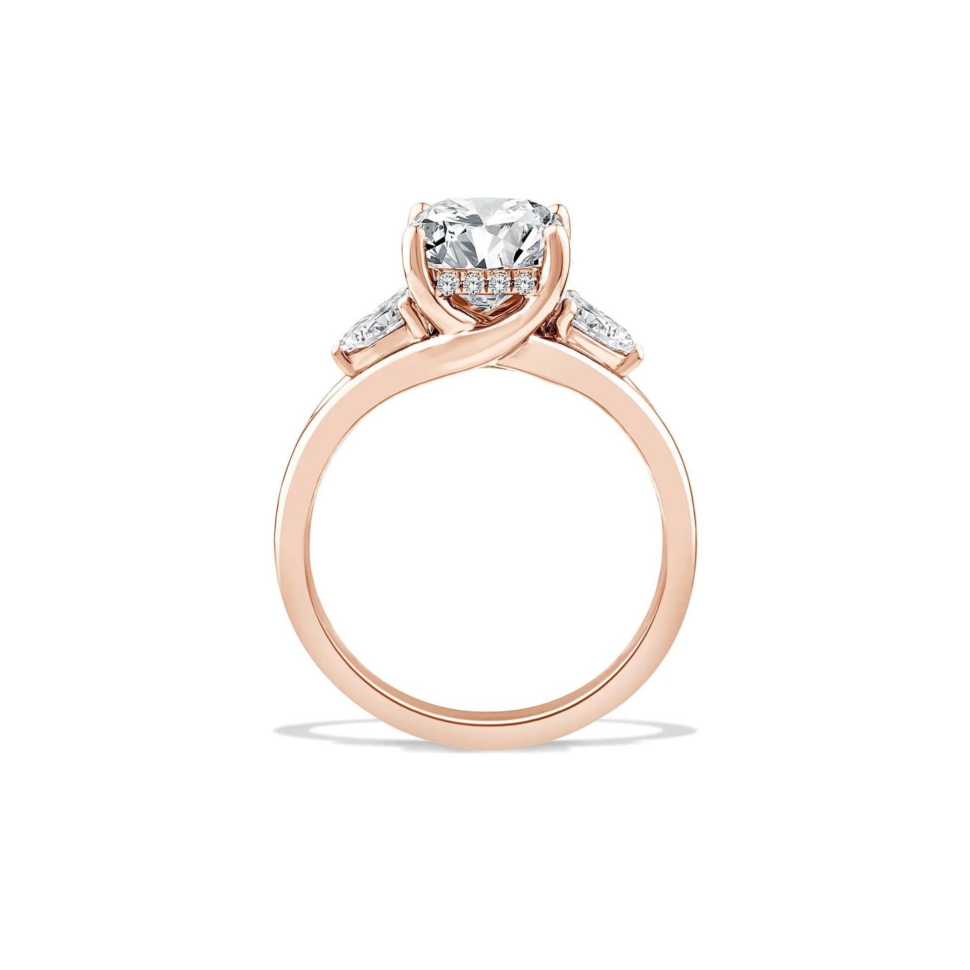 3 1/2 CT. Tw. Lab Grown Diamond Three-Stone Engagement Ring 14K Rose Gold Size 8
