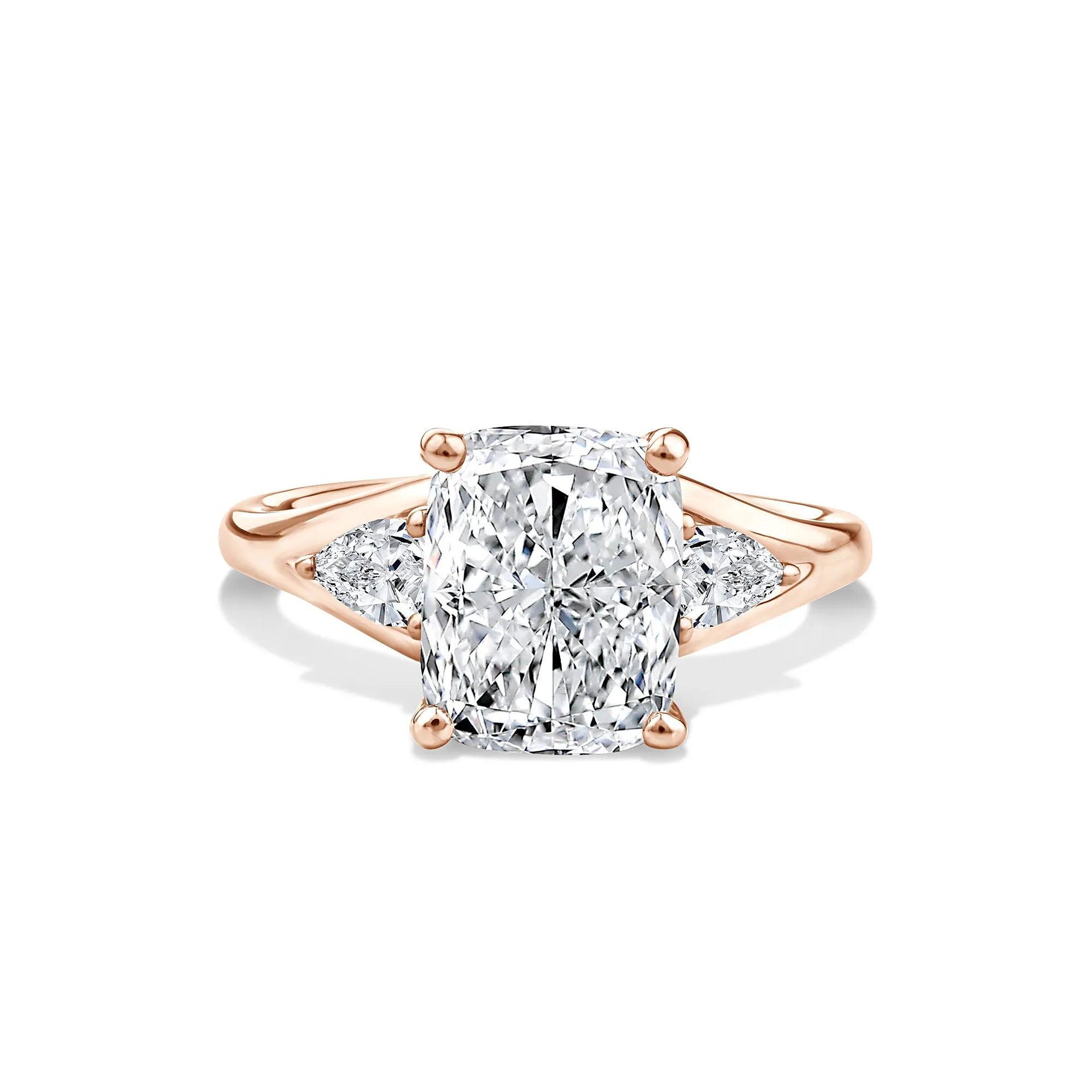 3 1/2 CT. Tw. Lab Grown Diamond Three-Stone Engagement Ring 14K Rose Gold Size 8