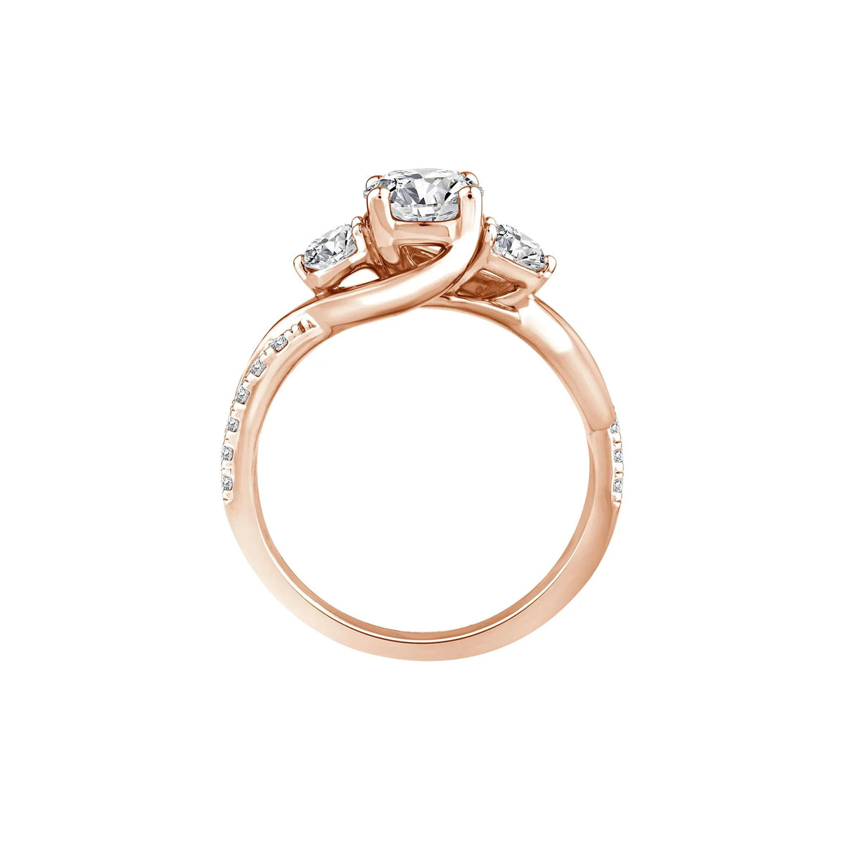 1/2 CT. Tw. Lab Grown Diamond Three-Stone Ring 10K Rose Gold Round Brilliant Cut Size 6.5