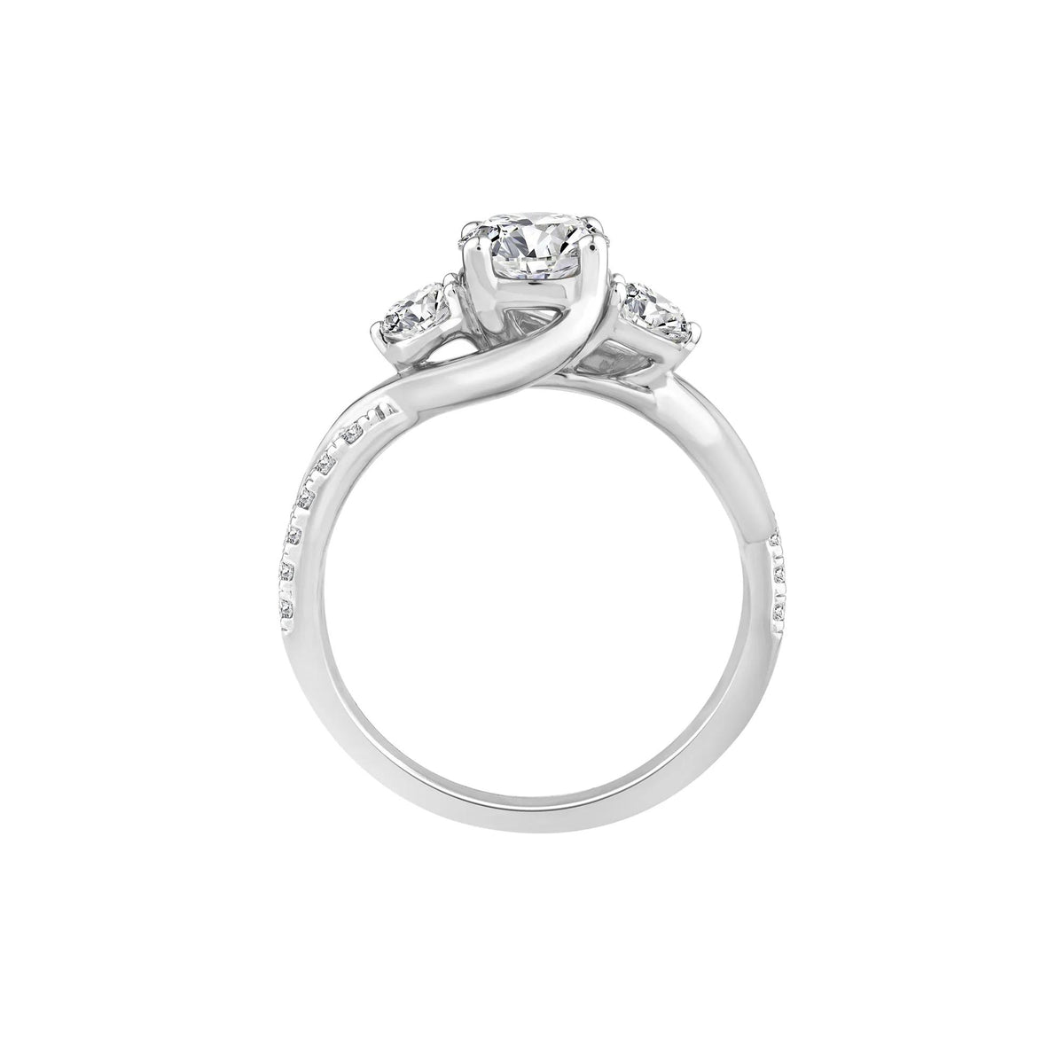 1/2 CT. Tw. Lab Grown Diamond Three-Stone Ring 10K White Gold Round Brilliant Cut Size 7.5