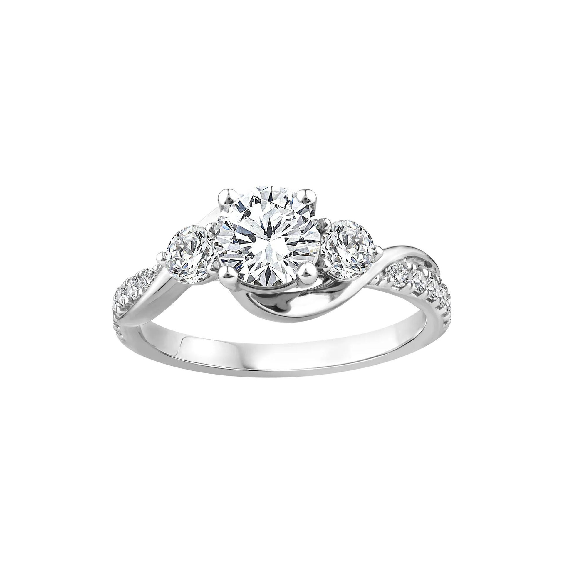 1/2 CT. Tw. Lab Grown Diamond Three-Stone Ring 10K White Gold Round Brilliant Cut Size 7.5