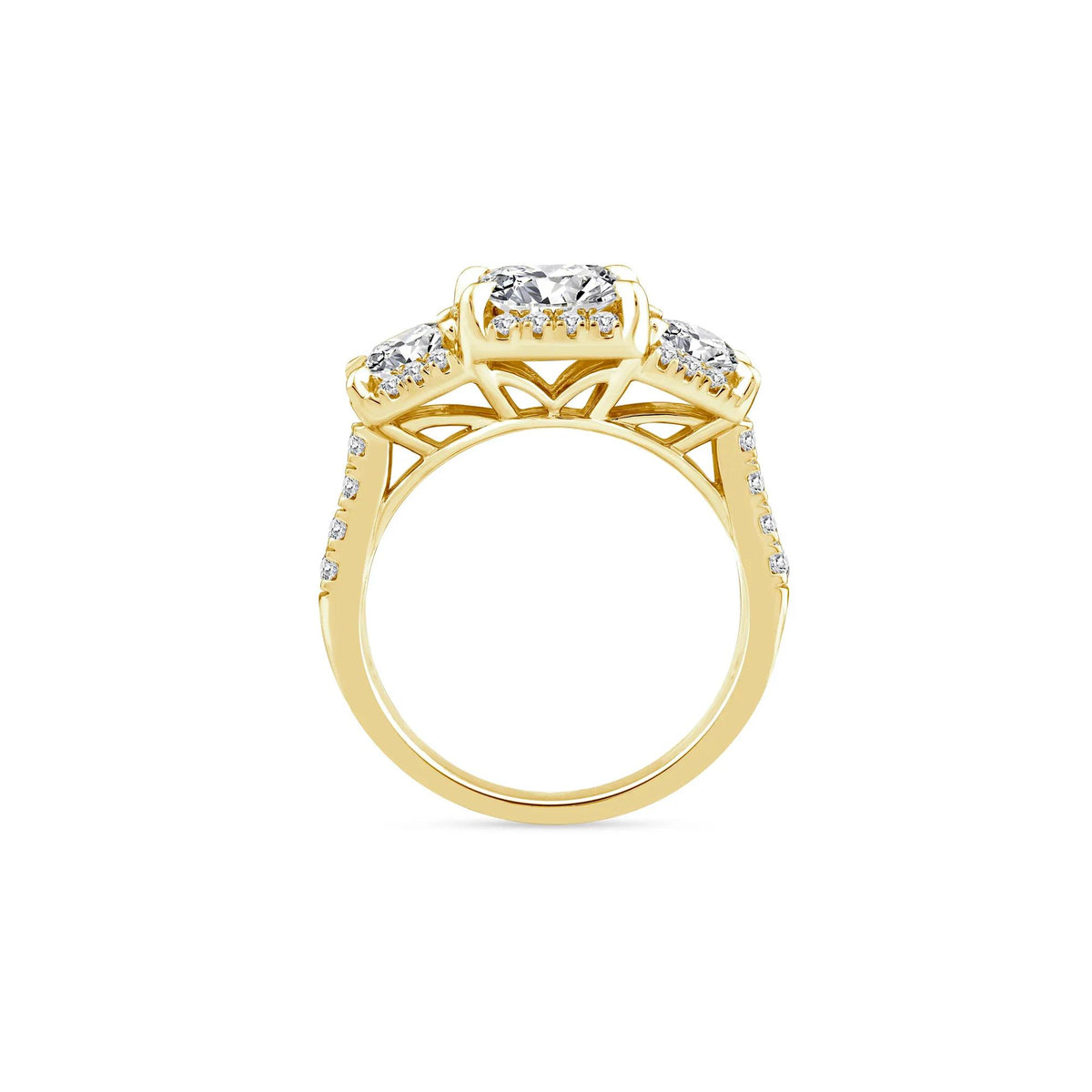 1/2 CT. Tw. Lab Grown Diamond Three-Stone Ring 14K Yellow Gold Round Brilliant Cut Size 7