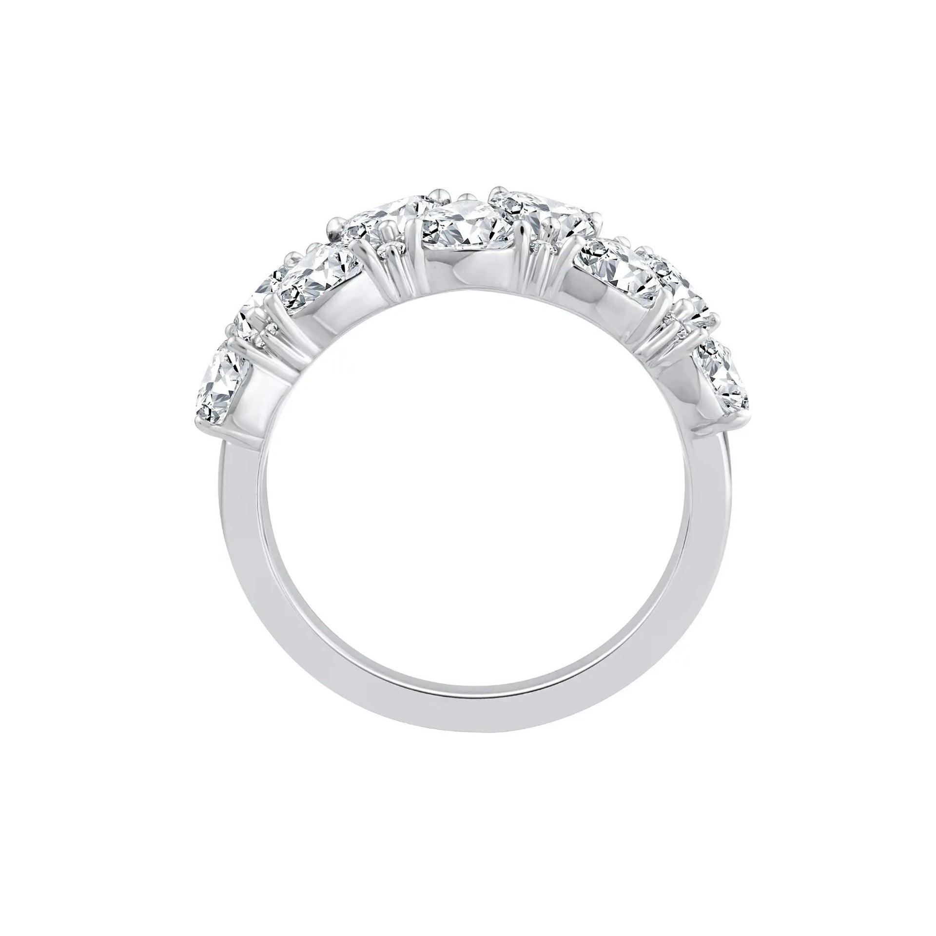 1 3/4 CT. Tw. Lab Grown Diamond Trillion and Round Band Ring 14K White Gold Round Brilliant Cut Size 6.5
